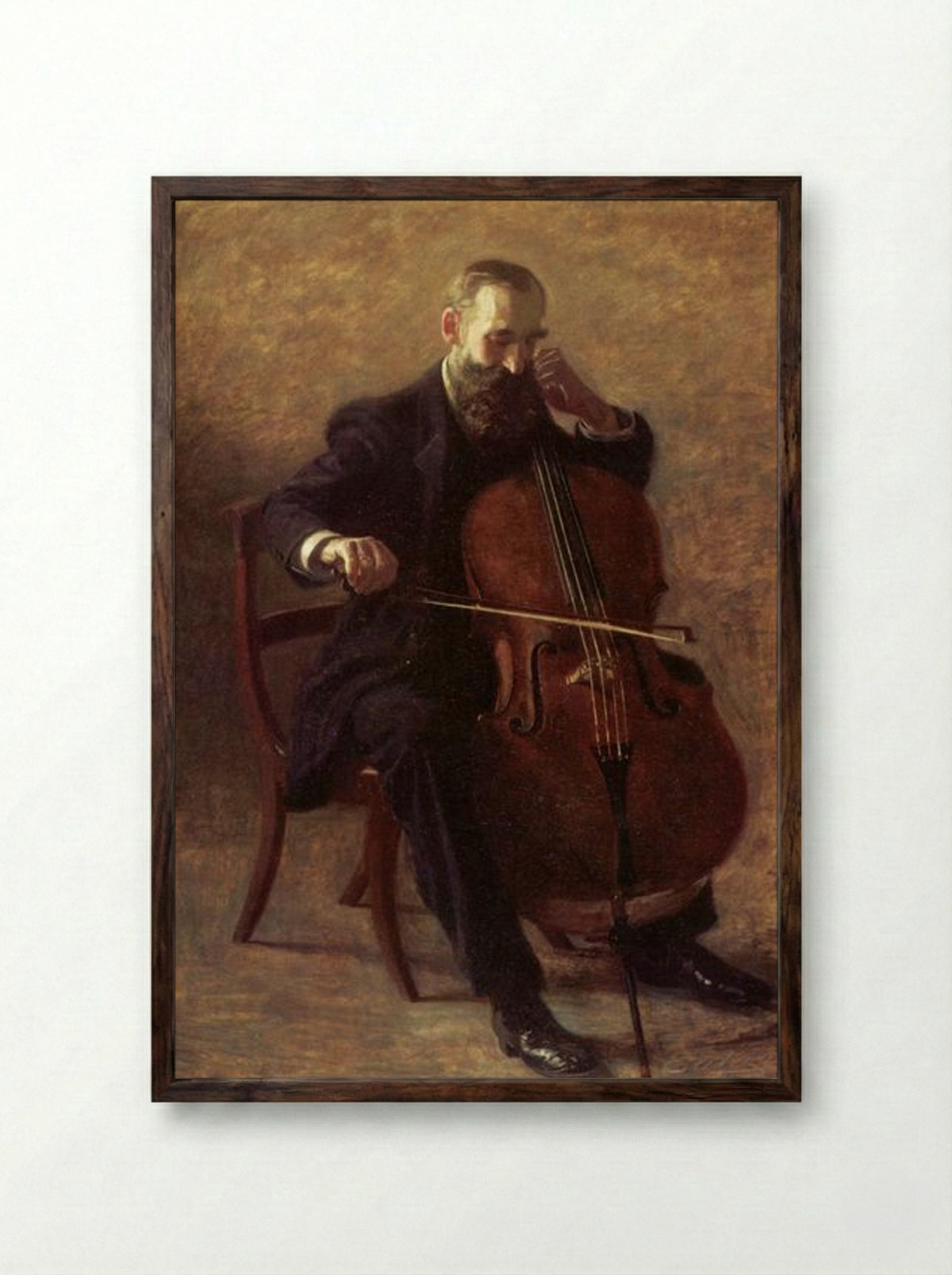 The Cello Player - Thomas Eakins - Framed Print Dark Wood