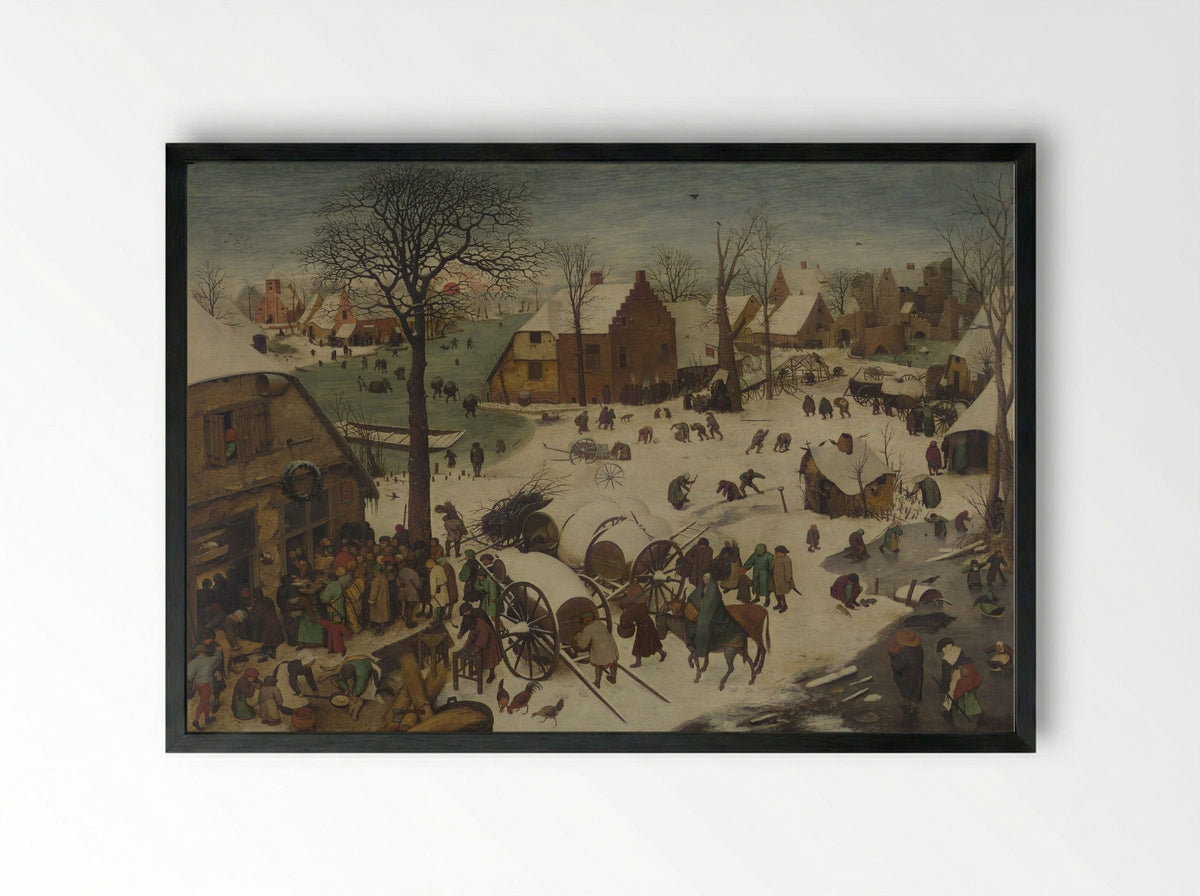 The Census at Bethlehem - Pieter Bruegel the Elder - Framed Print Black