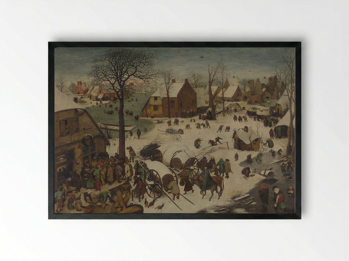 The Census at Bethlehem - Pieter Bruegel the Elder - Framed Print Black