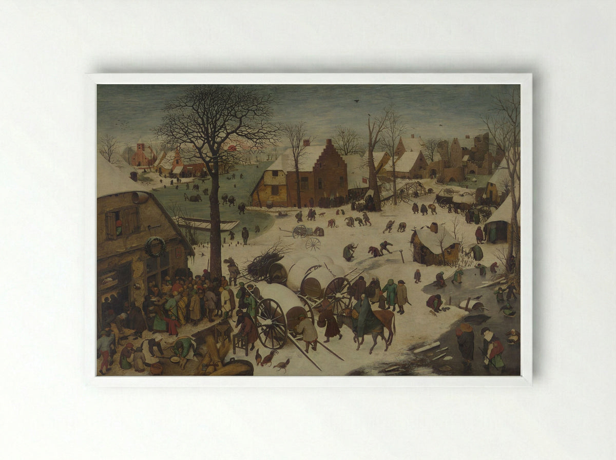 The Census at Bethlehem - Pieter Bruegel the Elder - Framed Print White