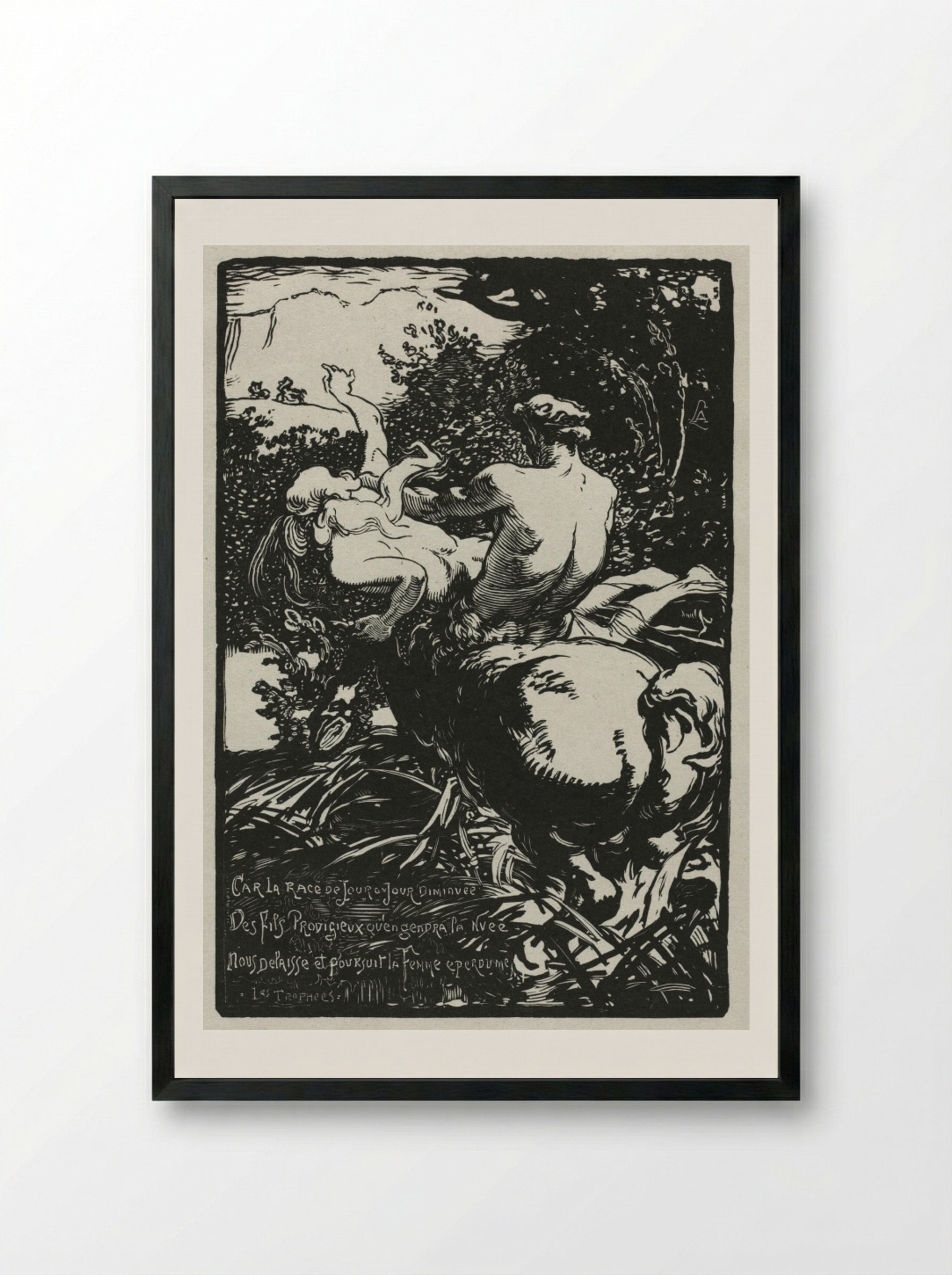 The Centaur - Auguste Louis Lepère - Framed Print Black