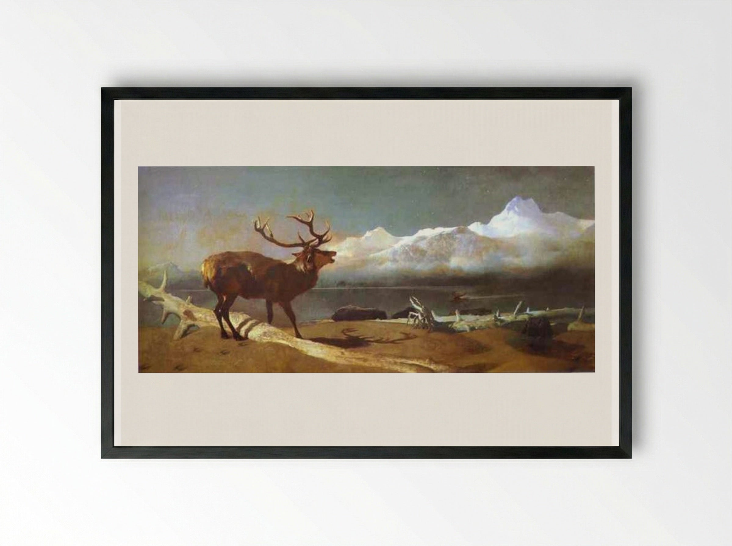 The Challenge - Edwin Henry Landseer - Framed Print Black