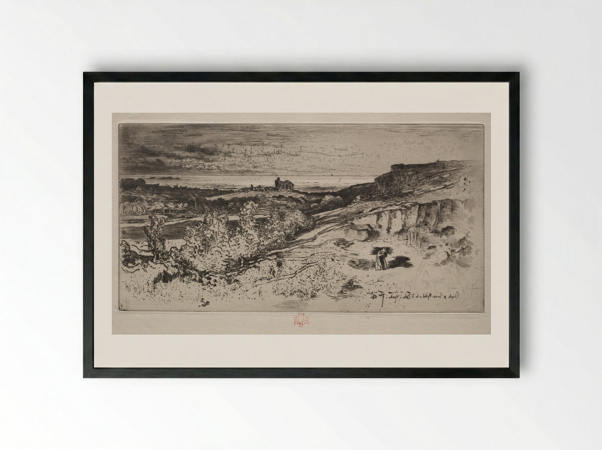 The Chapel Saint-Michel at l'Estre - Félix Hilaire Buhot - Framed Print Black