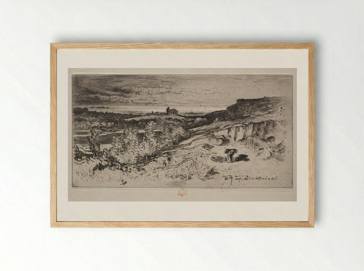 The Chapel Saint-Michel at l'Estre - Félix Hilaire Buhot - Framed Print Wood