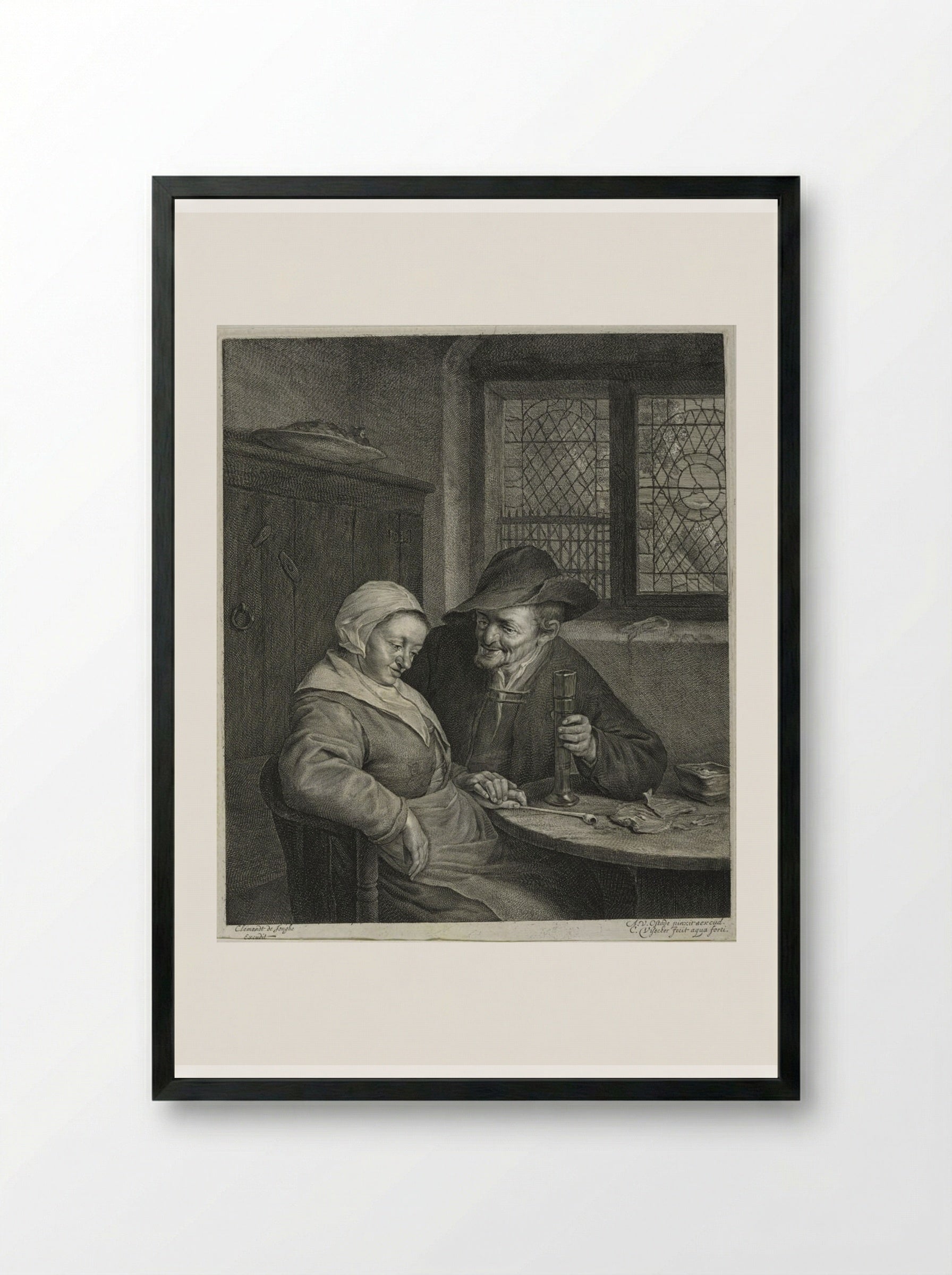 The Chat - Cornelis Visscher - Framed Print Black