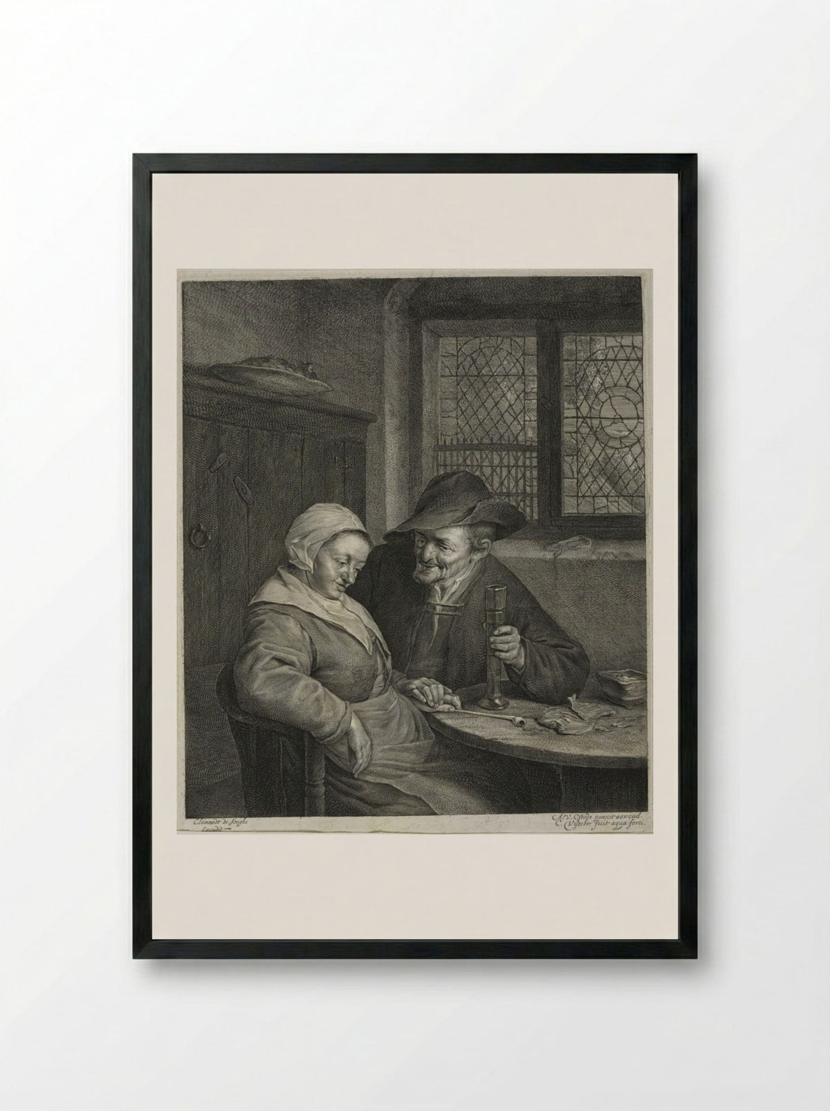 The Chat - Cornelis Visscher - Framed Print Black
