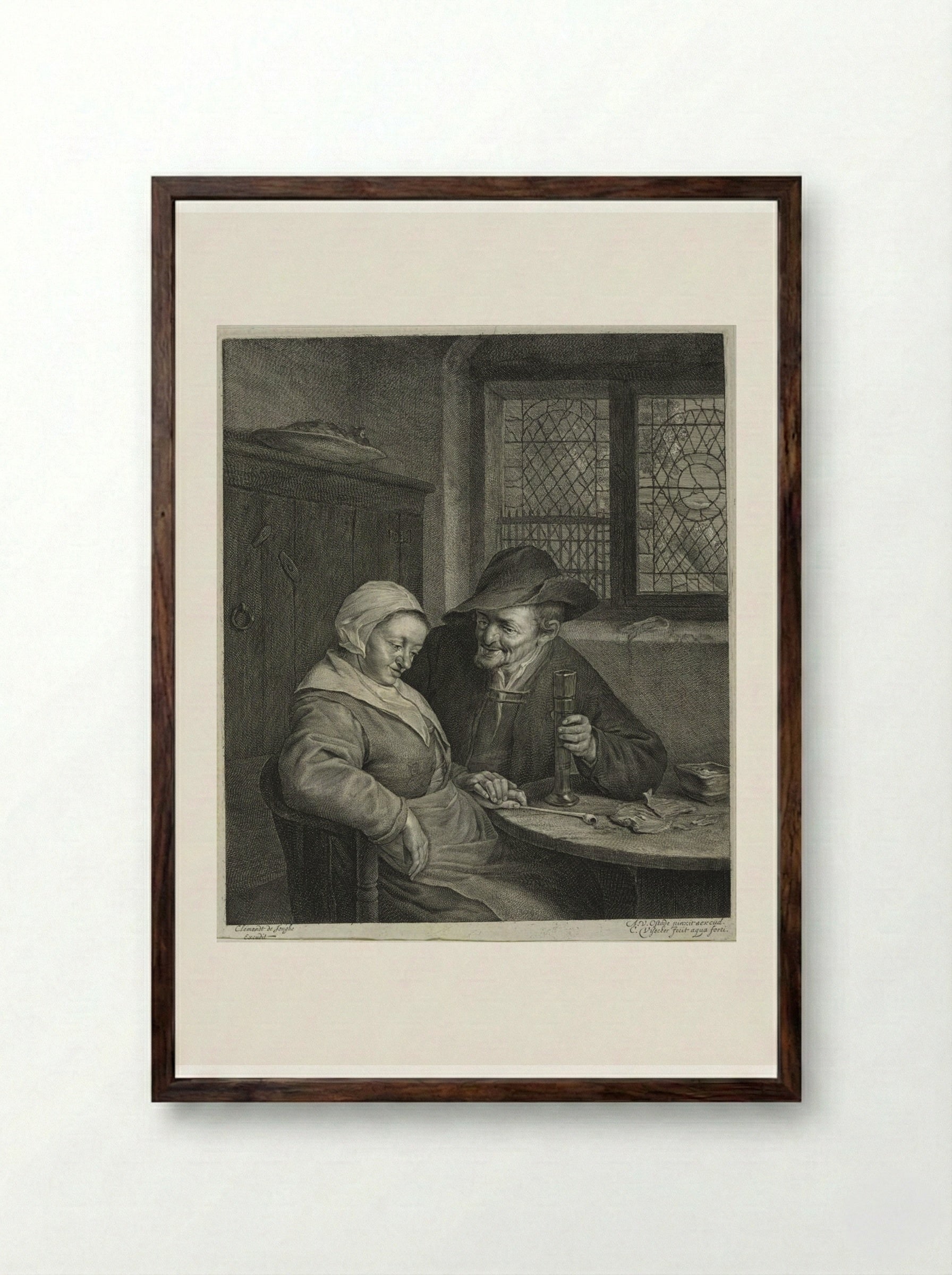 The Chat - Cornelis Visscher - Framed Print Dark Wood