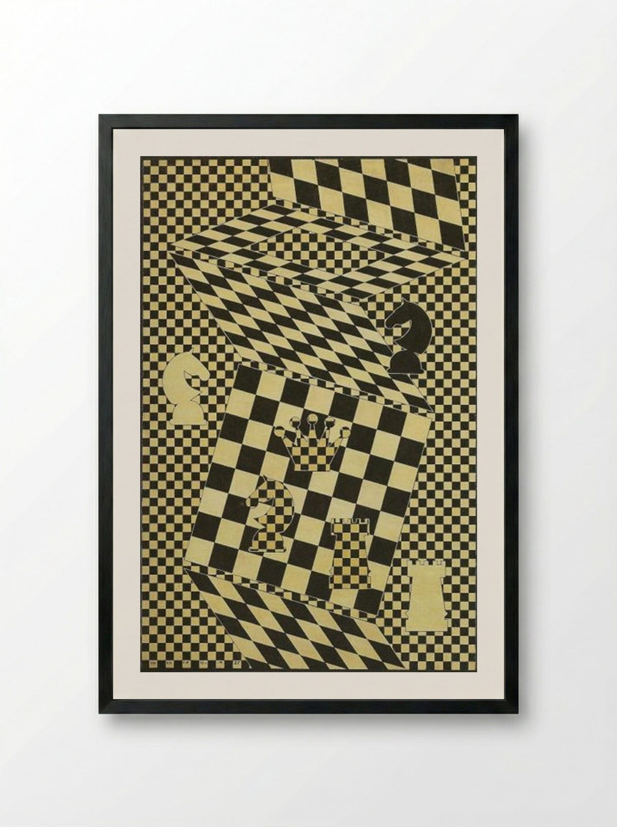 The Chess Board - Victor Vasarely - Framed Print Black