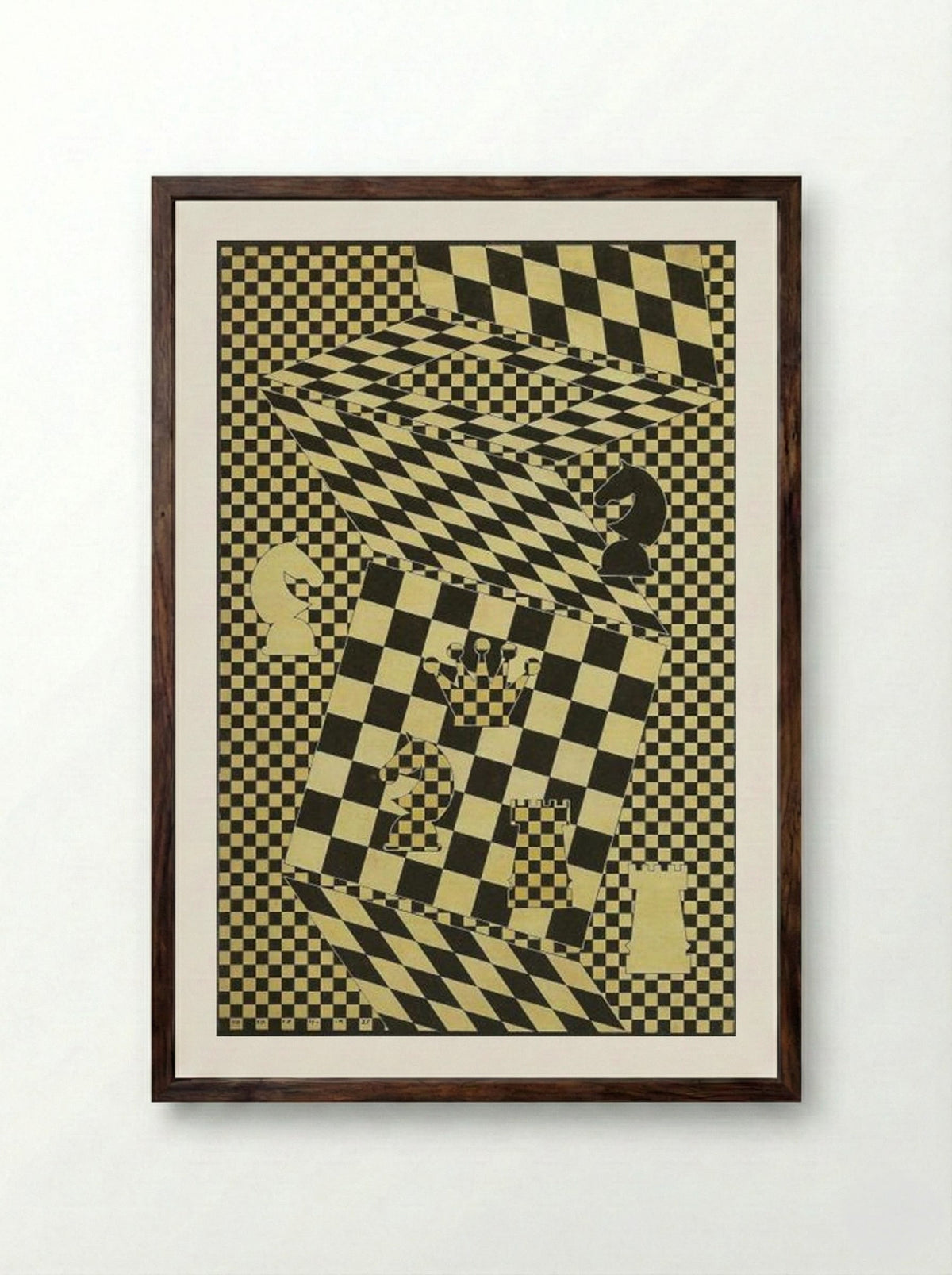 The Chess Board - Victor Vasarely - Framed Print Dark Wood