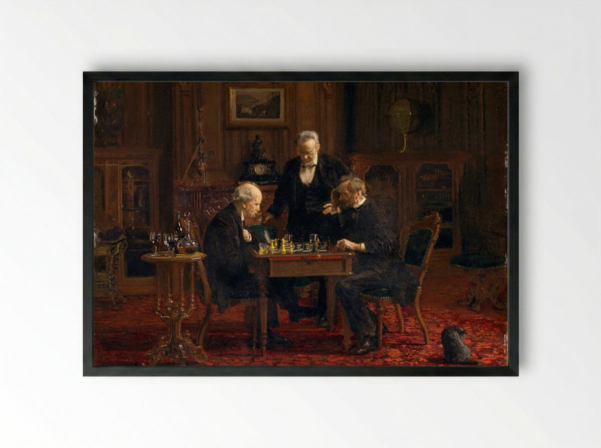The Chess Players - Thomas Eakins - Framed Print Black