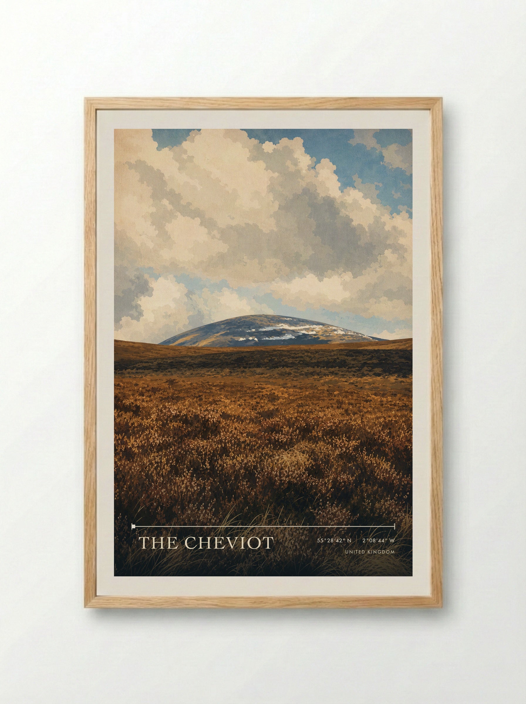 The Cheviot United Kingdom Travel Poster - Framed Print Wood