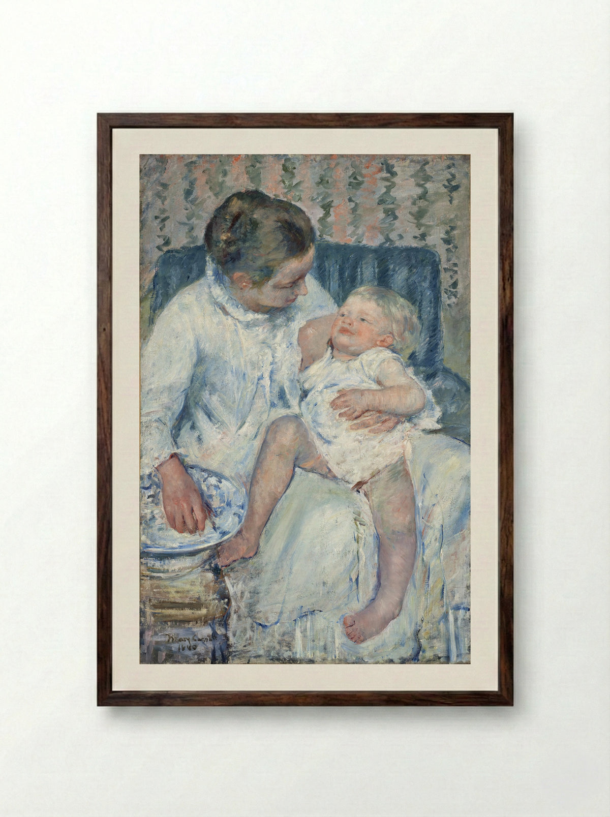 The Child's Bath - Mary Cassatt - Framed Print Dark Wood