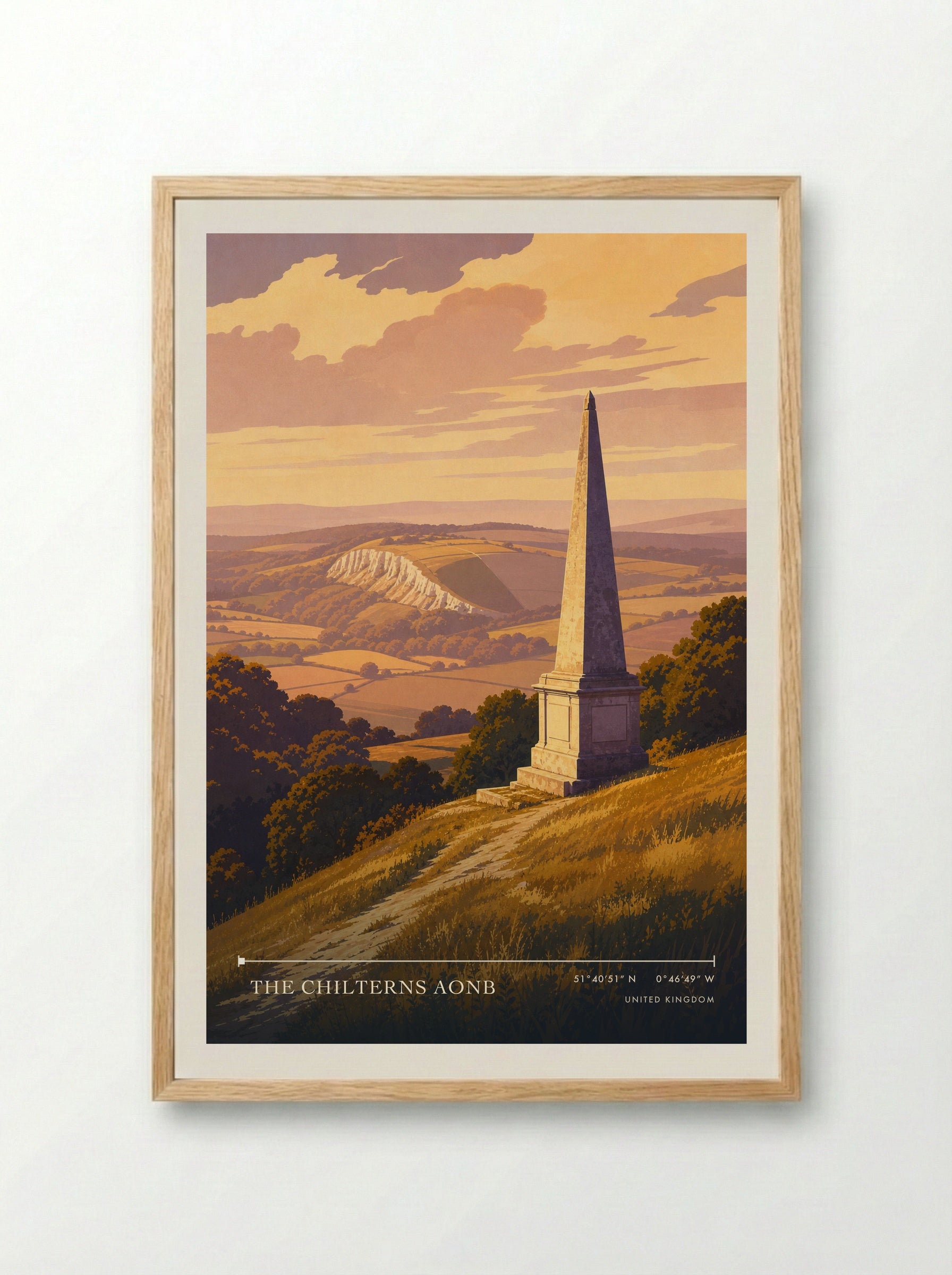 The Chilterns AONB United Kingdom Travel Poster - Framed Print Wood