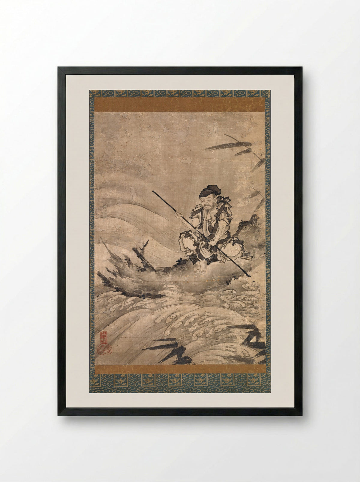 The Chinese Explorer Zhang Qian on a Raft - Maejima Sōyū - Framed Print Black