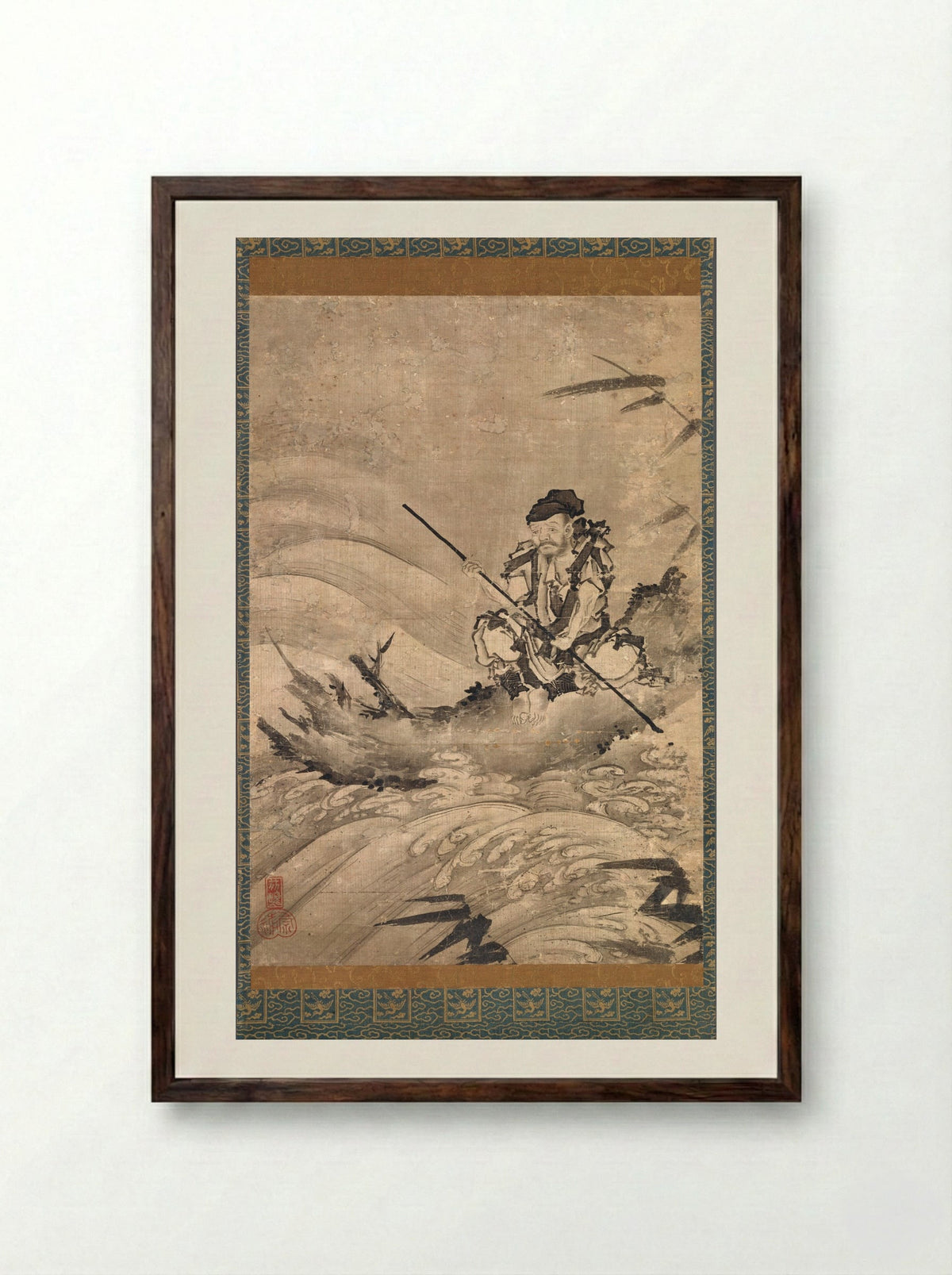 The Chinese Explorer Zhang Qian on a Raft - Maejima Sōyū - Framed Print Dark Wood