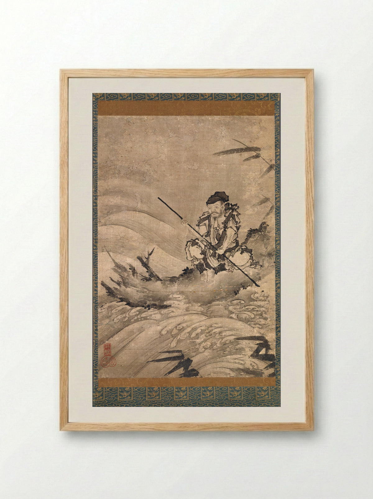 The Chinese Explorer Zhang Qian on a Raft - Maejima Sōyū - Framed Print Wood