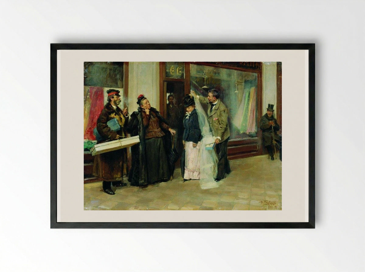 The Choice of Wedding Presents - Vladimir Makovsky - Framed Print Black