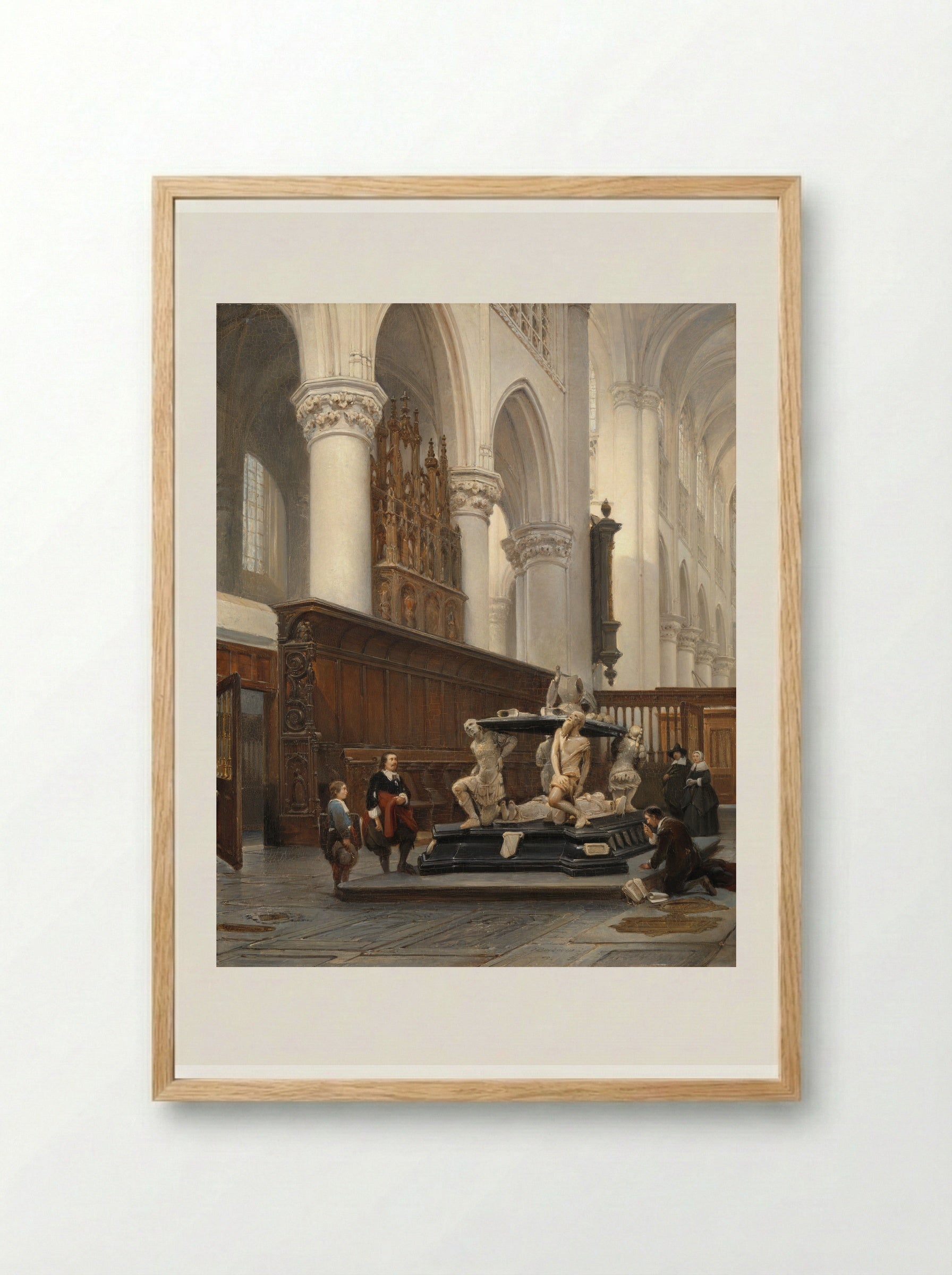 The Choir of the O.L.-Vrouwekerk in Breda with the Tomb of Engelbert II of Nassau - Johannes Bosboom - Framed Print Wood