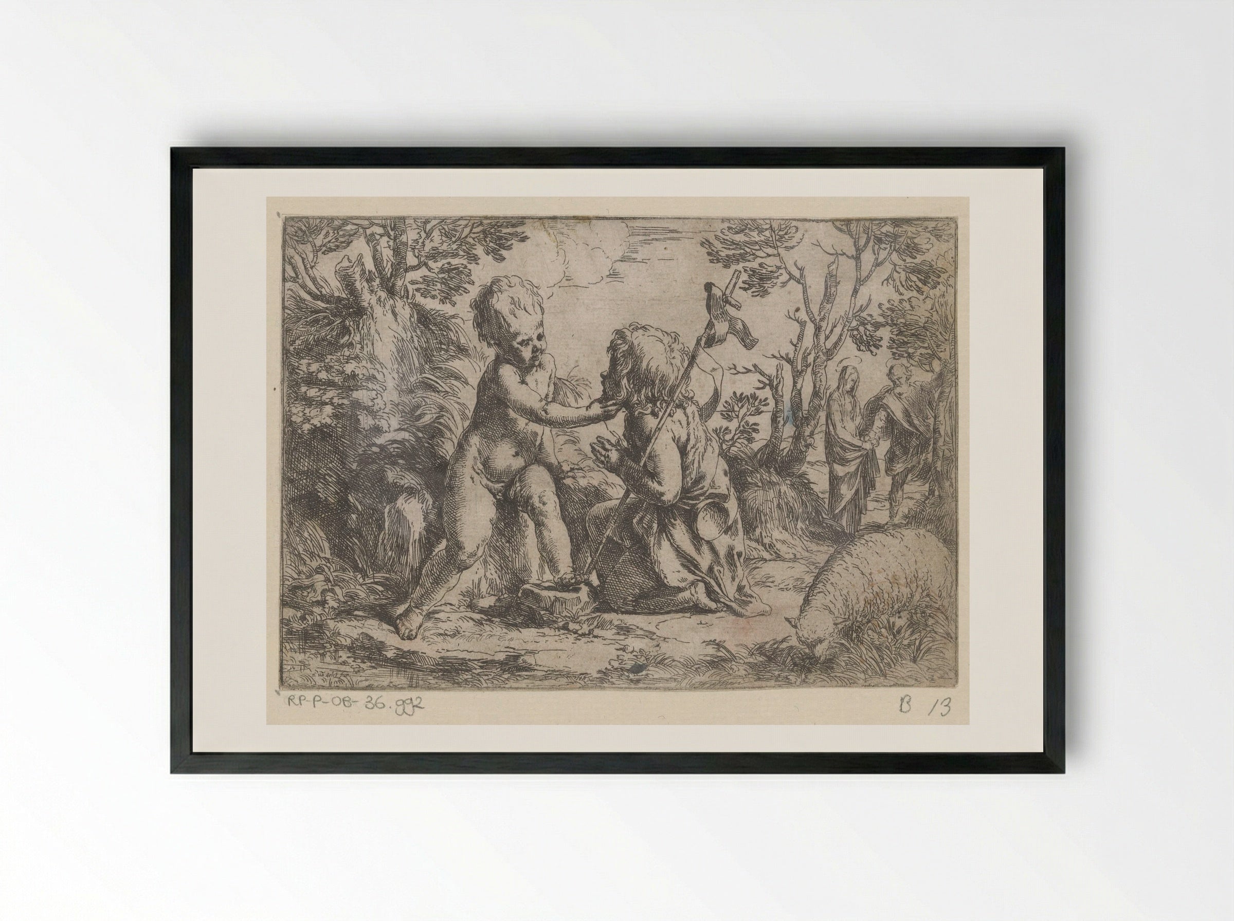 The Christ Child and the Young Saint John the Baptist - Guido Reni - Framed Print Black