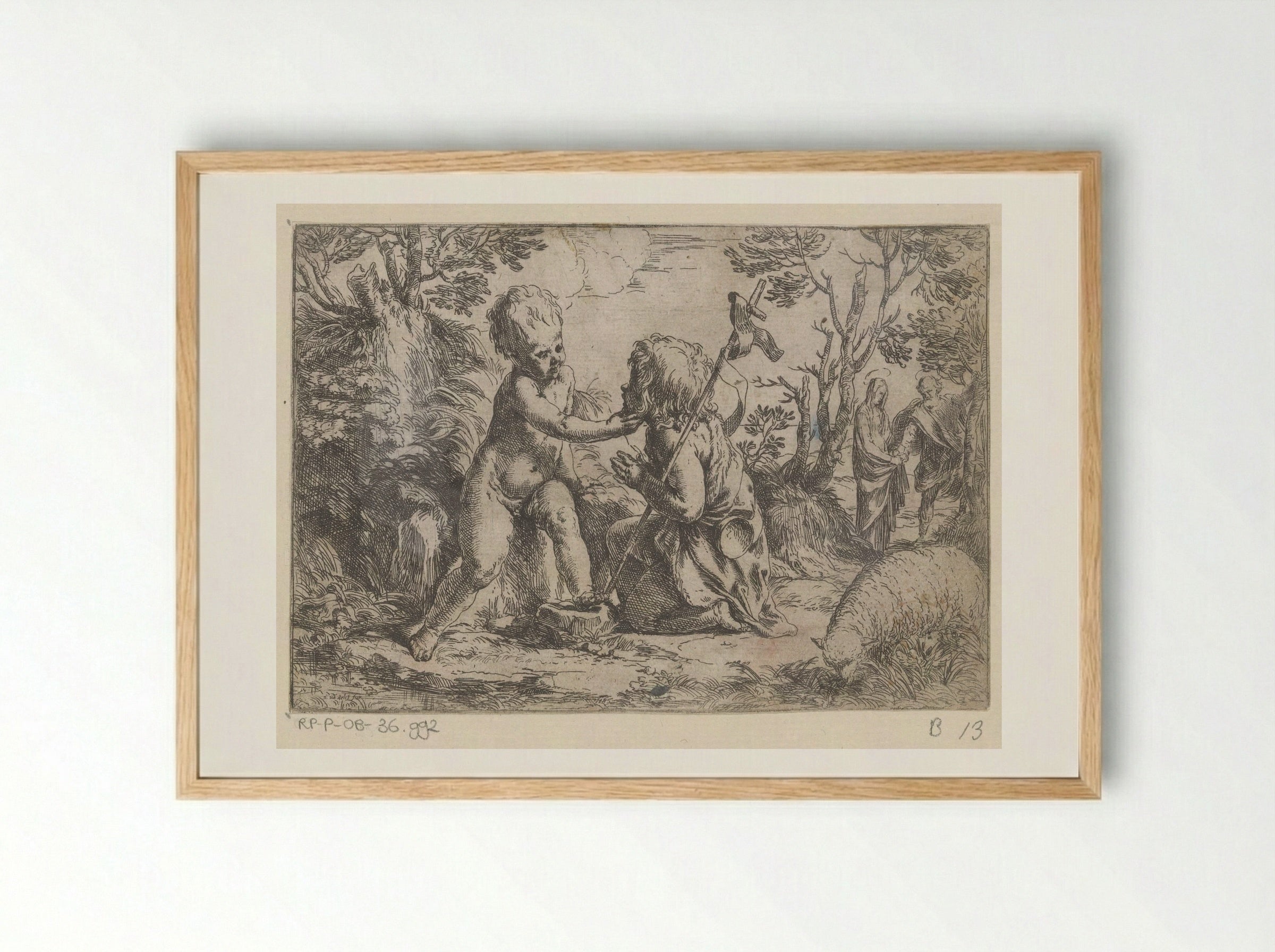The Christ Child and the Young Saint John the Baptist - Guido Reni - Framed Print Wood