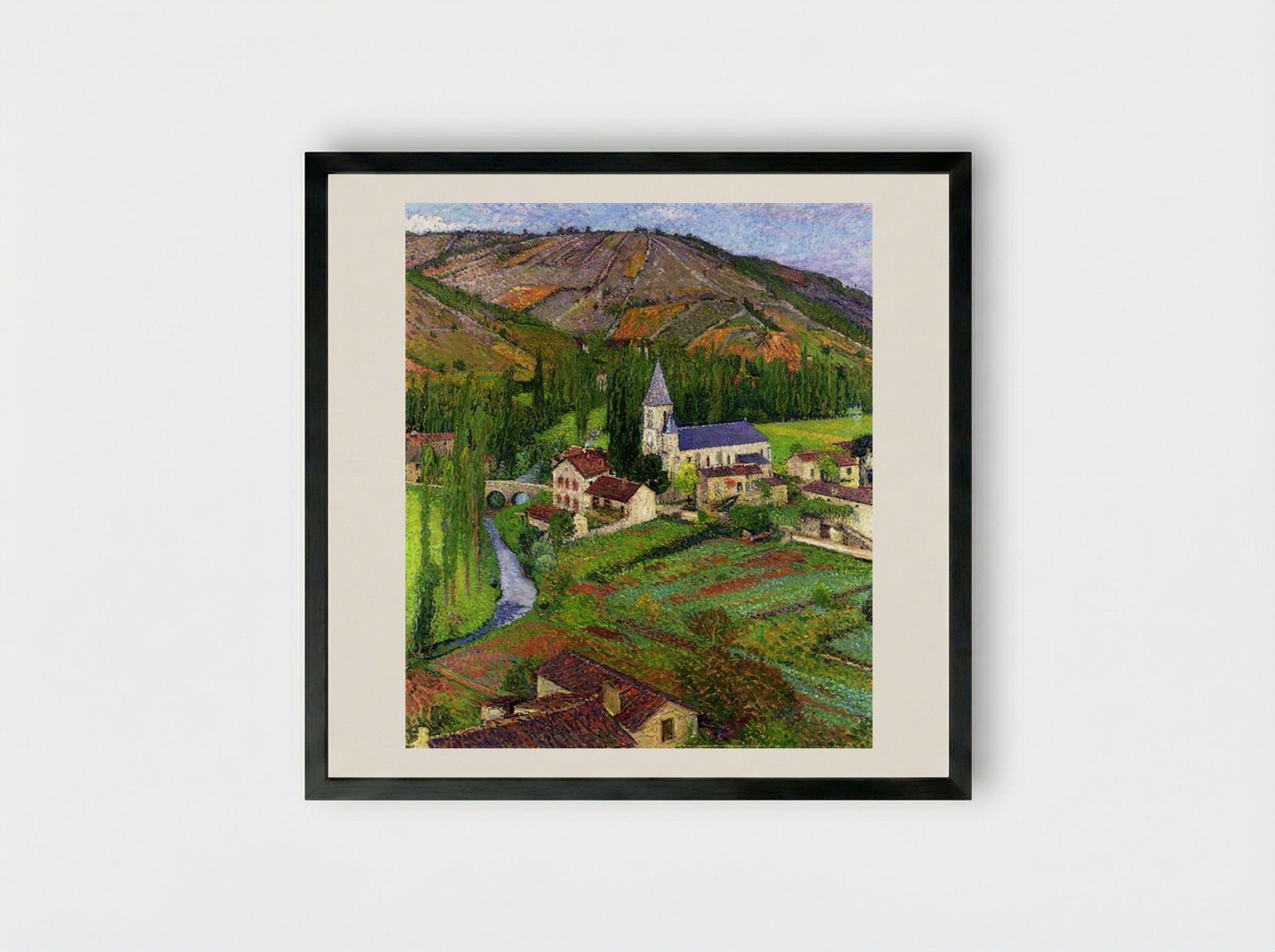 The Church at Labastide - Henri Martin - Framed Print Black