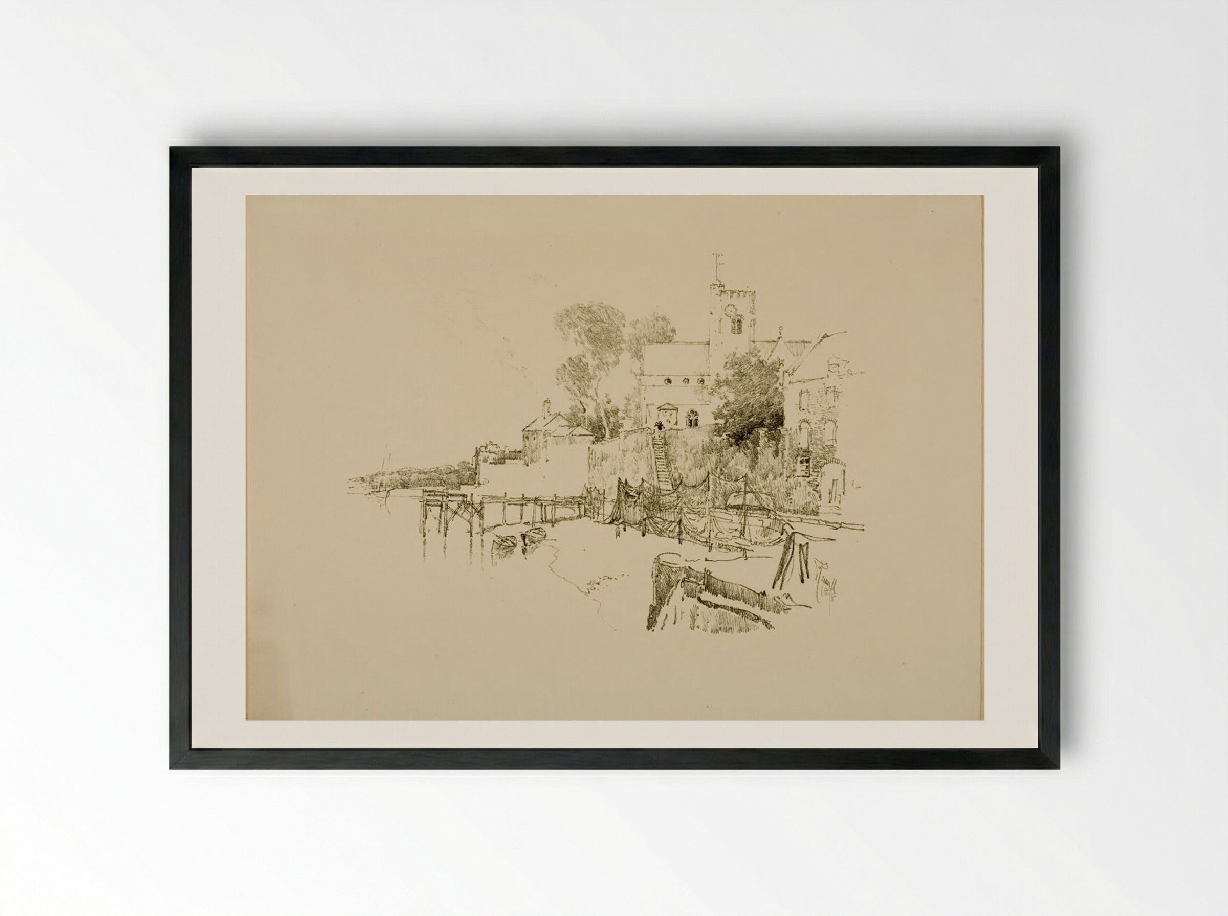 The Church at Topsham - Joseph Pennell - Framed Print Black