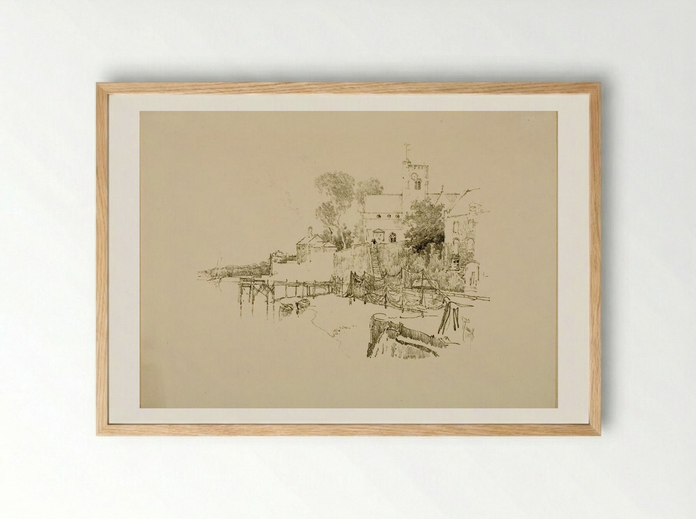 The Church at Topsham - Joseph Pennell - Framed Print Wood