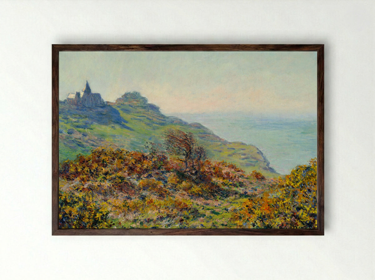The Church at Varengeville and the Gorge of Les Moutiers - Claude Monet - Framed Print Dark Wood