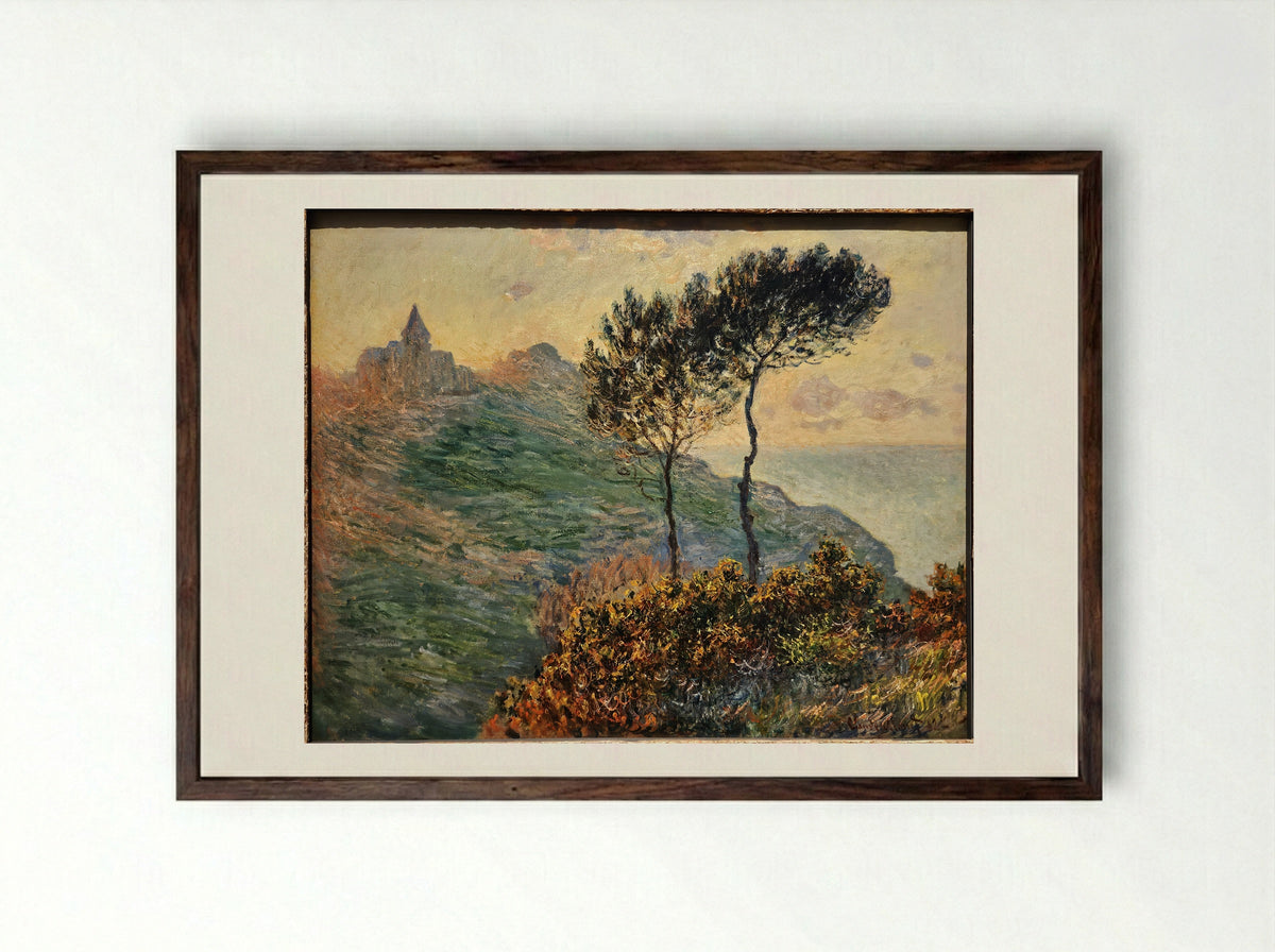 The Church at Varengeville - Claude Monet - Framed Print Dark Wood