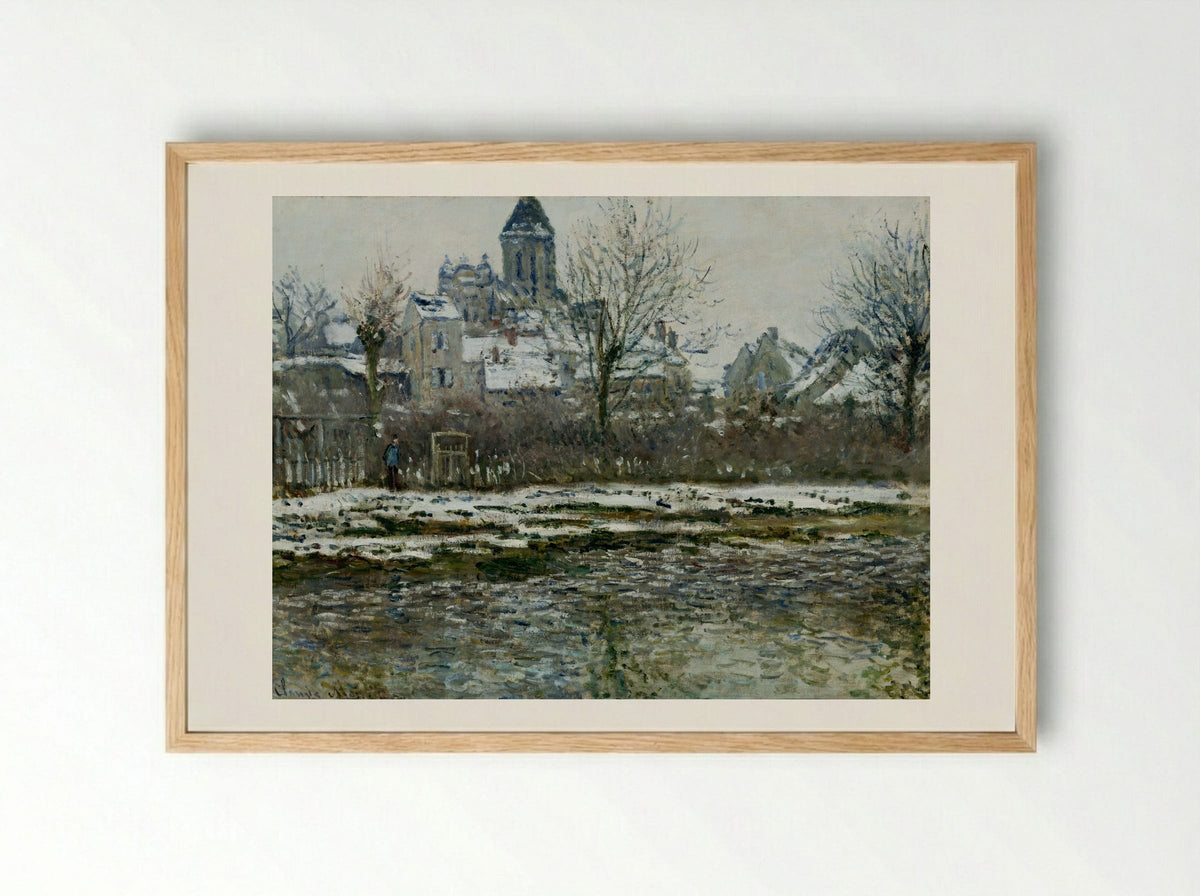 The Church at Vetheuil under Snow - Claude Monet - Framed Print Wood