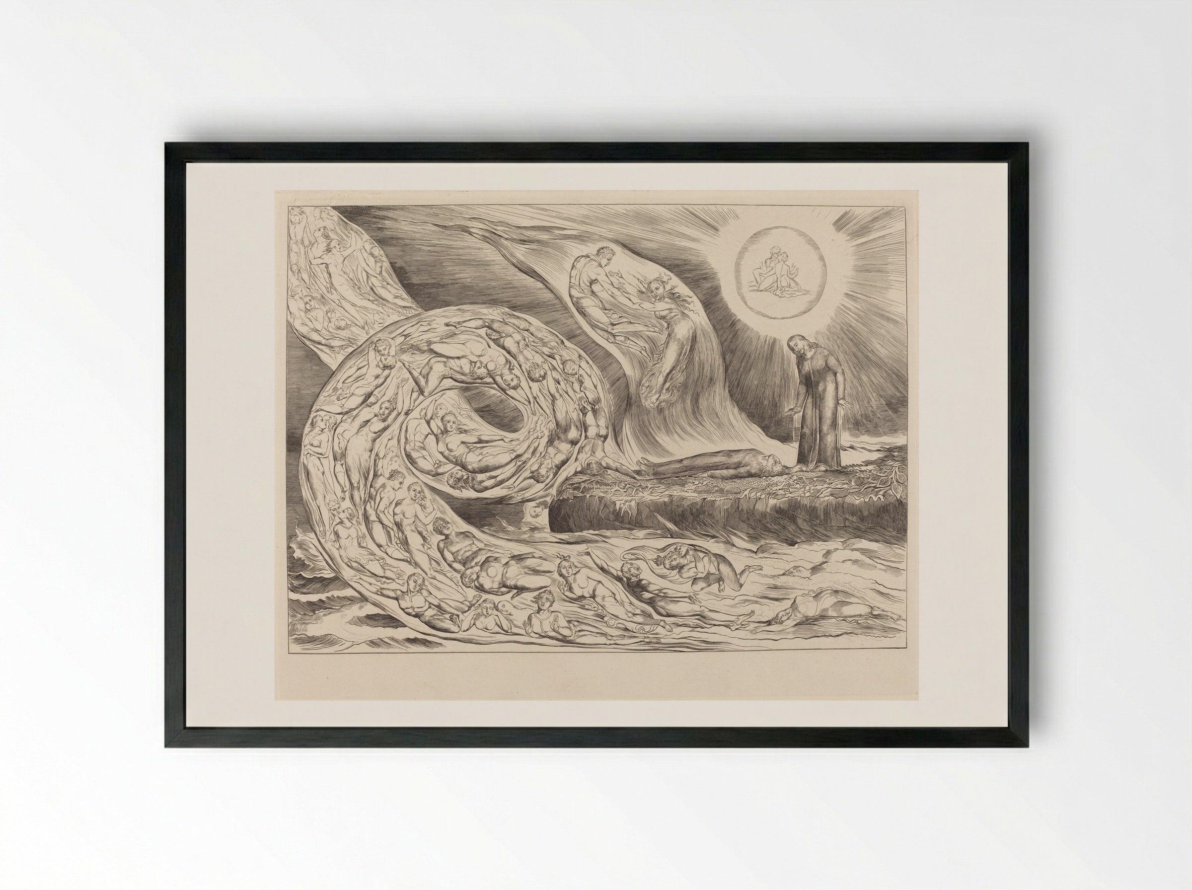 The Circle of the Lustful: Paolo and Francesca - William Blake - Framed Print Black