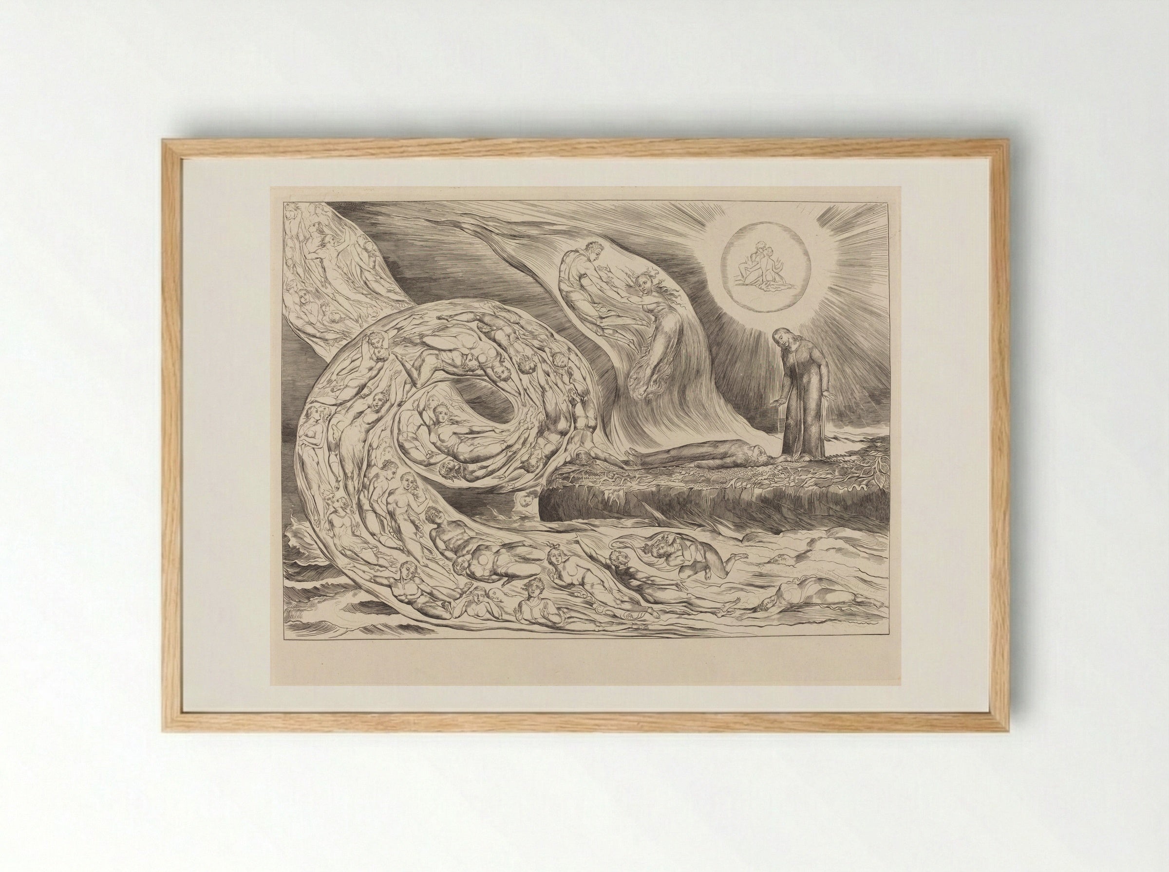 The Circle of the Lustful: Paolo and Francesca - William Blake - Framed Print Wood