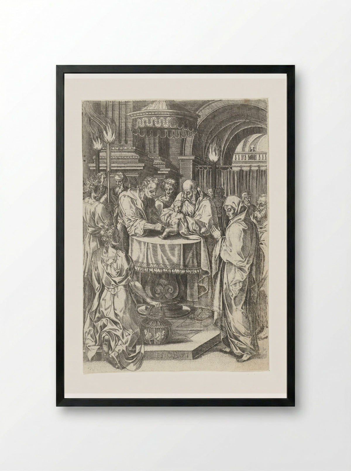 The Circumcision of Christ - Abraham de Bruyn - Framed Print Black