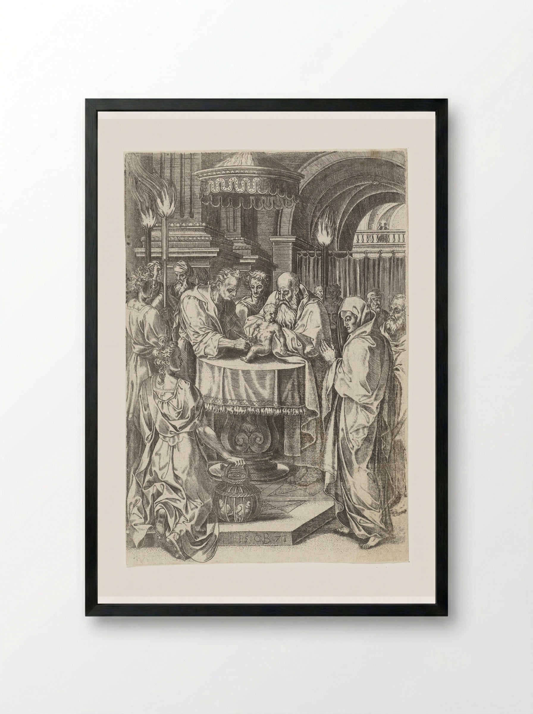 The Circumcision of Christ - Abraham de Bruyn - Framed Print Black