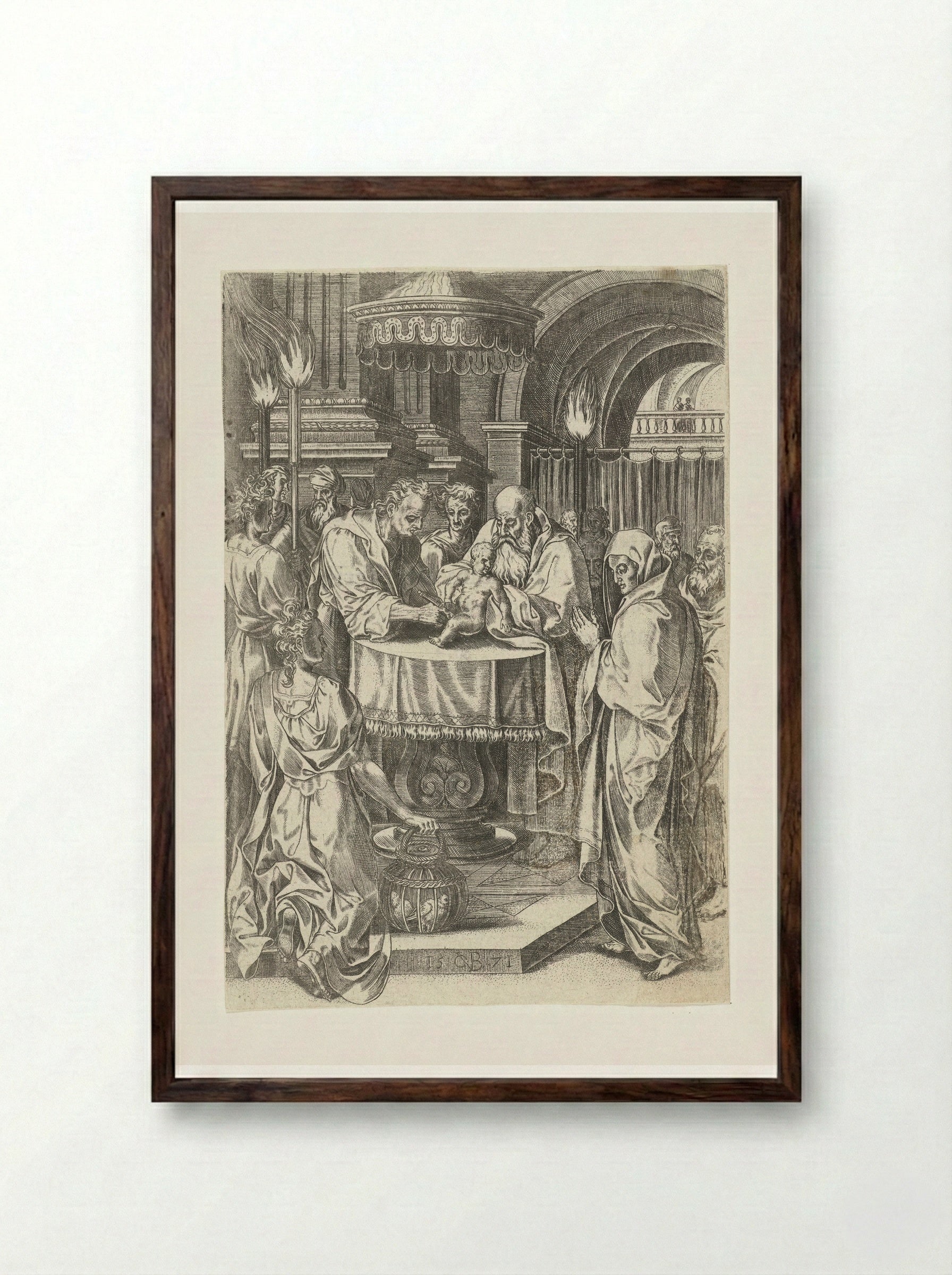 The Circumcision of Christ - Abraham de Bruyn - Framed Print Dark Wood