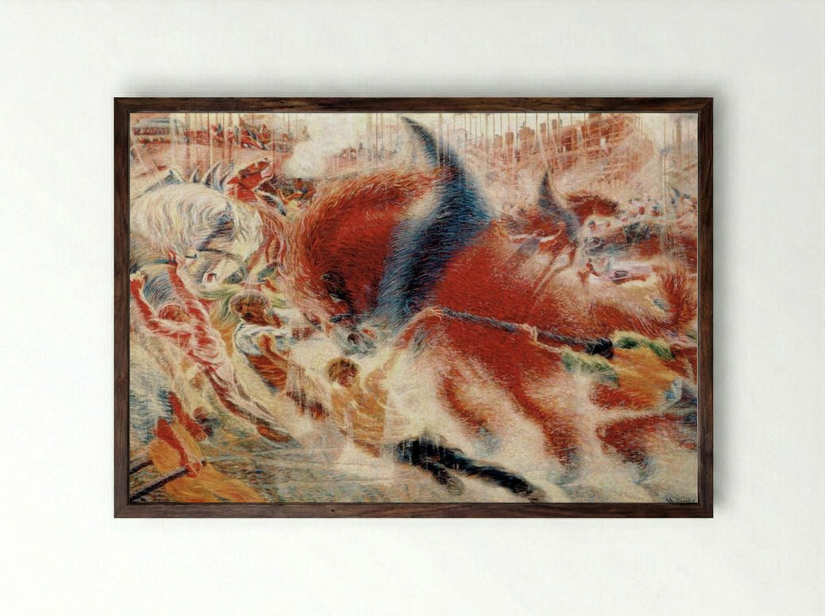 The City Rises - Umberto Boccioni - Framed Print Dark Wood