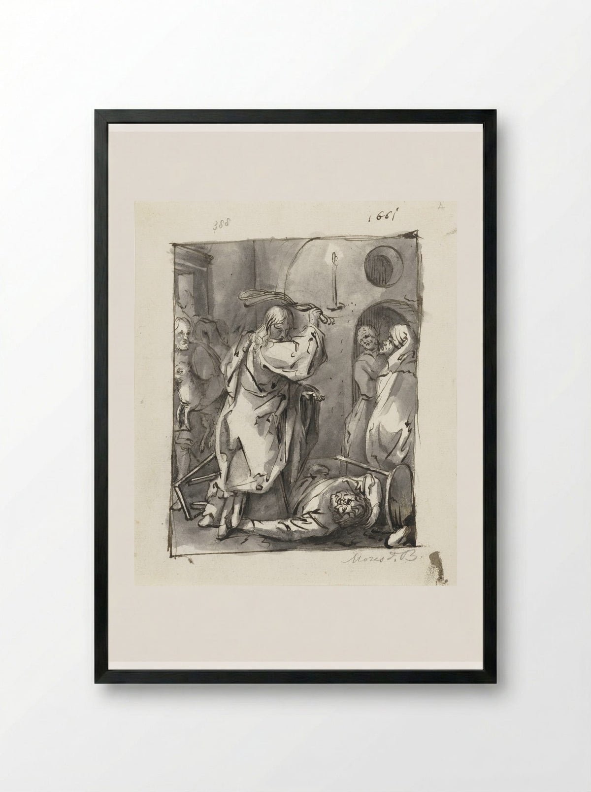 The Cleansing of the Temple - Moses ter Borch - Framed Print Black