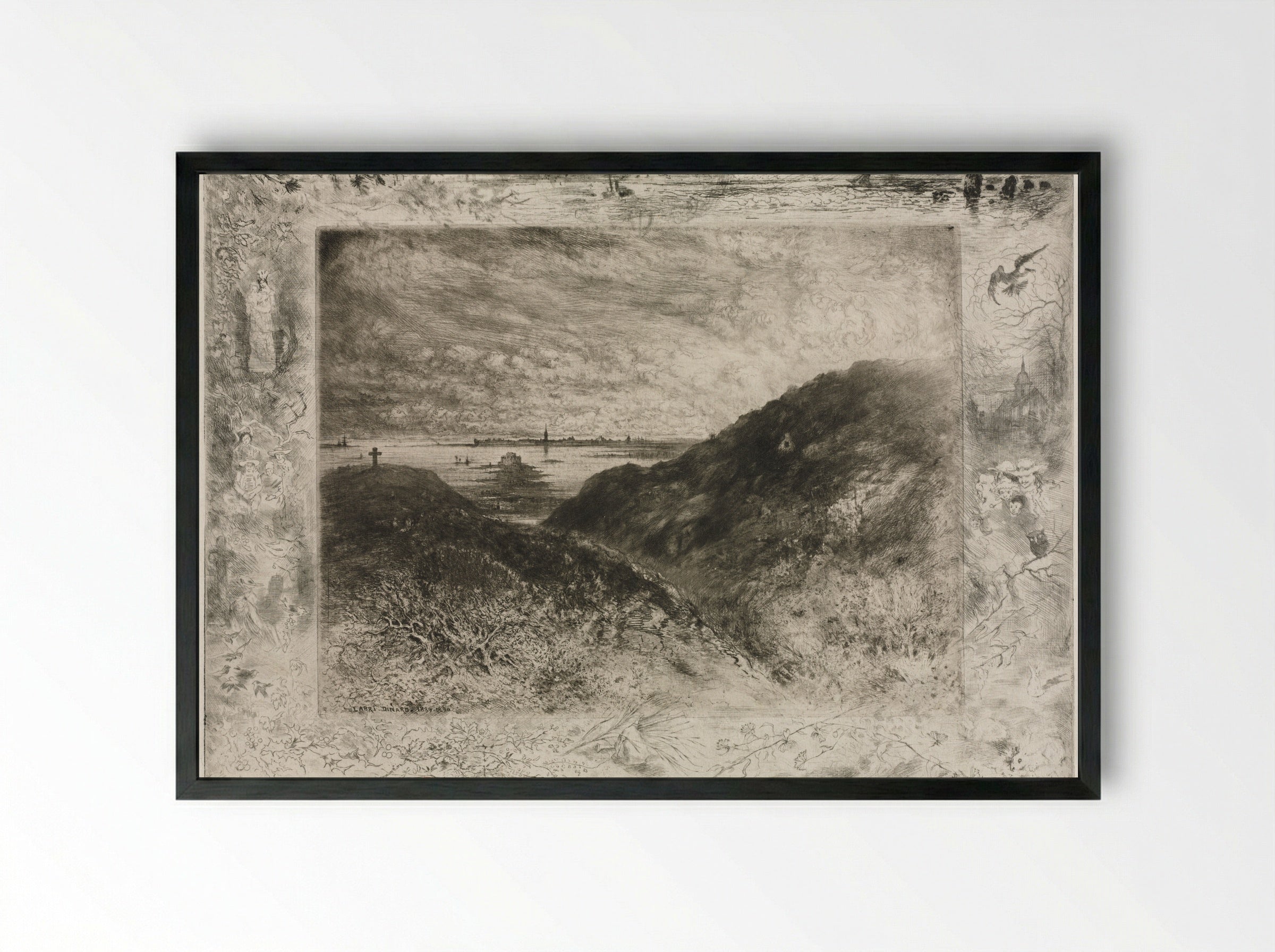 The Cliff: Bay of Saint-Malo - Félix Hilaire Buhot - Framed Print Black