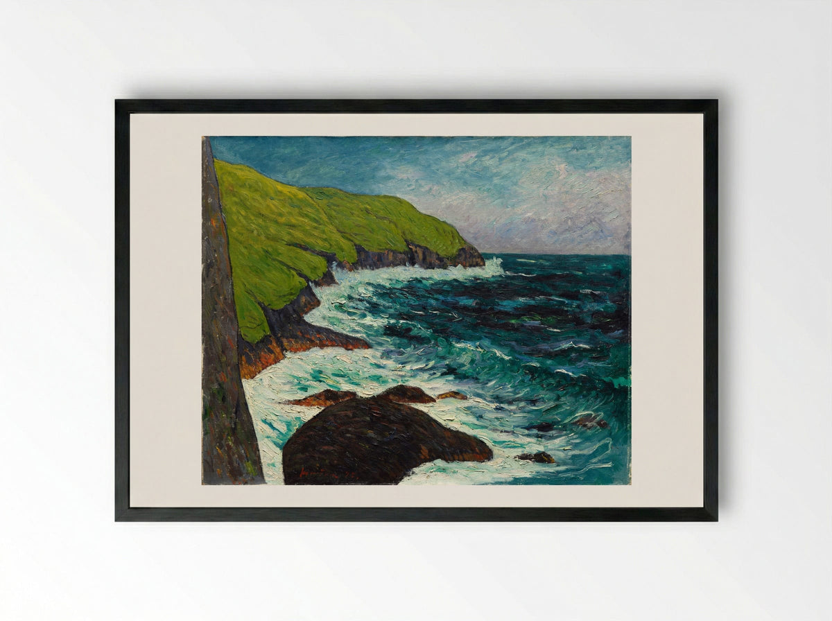 The Cliffs at Beg-ar-Fry, Saint-Jean-du-Doigt - Maxime Maufra - Framed Print Black