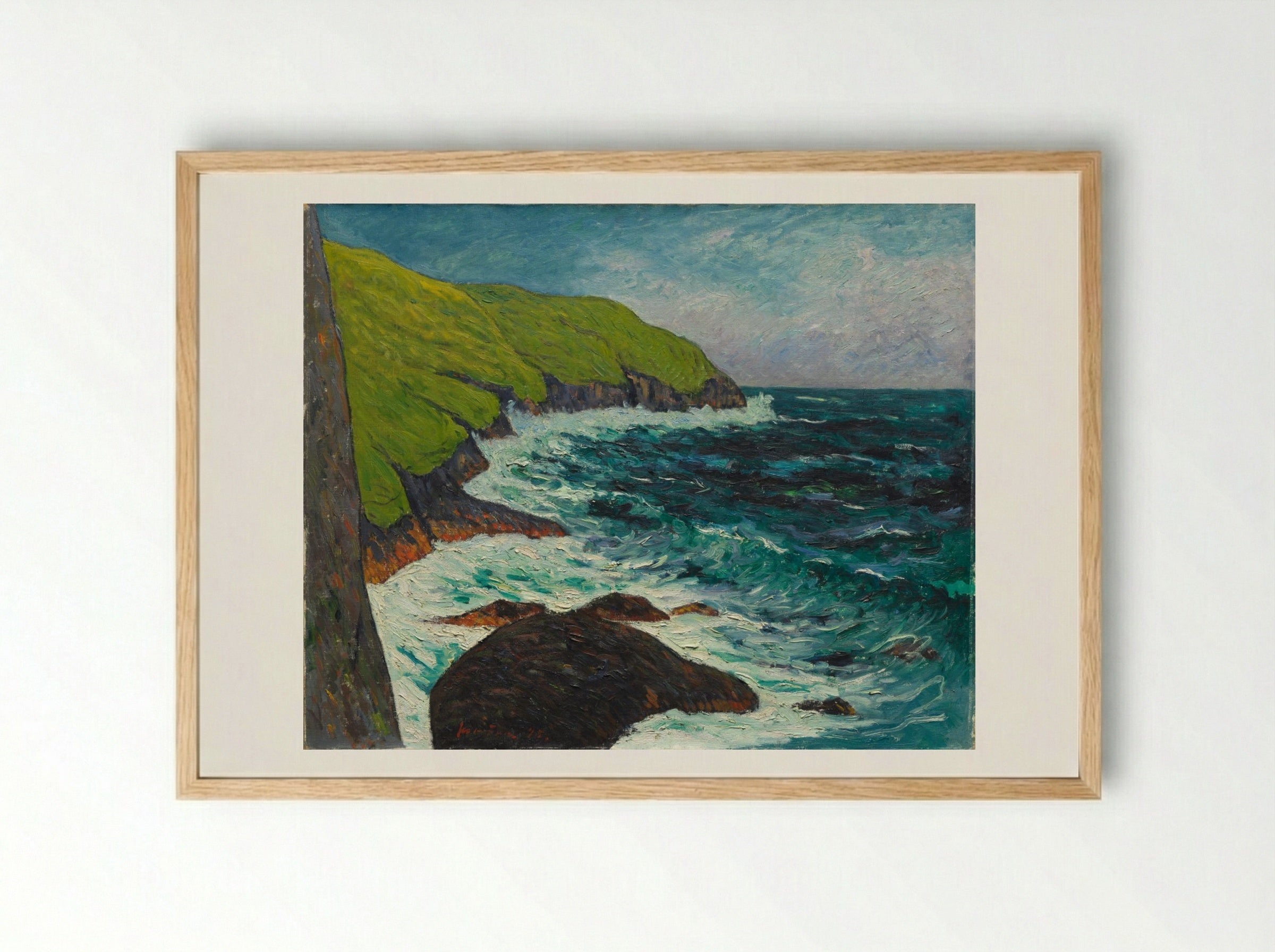 The Cliffs at Beg-ar-Fry, Saint-Jean-du-Doigt - Maxime Maufra - Framed Print Wood