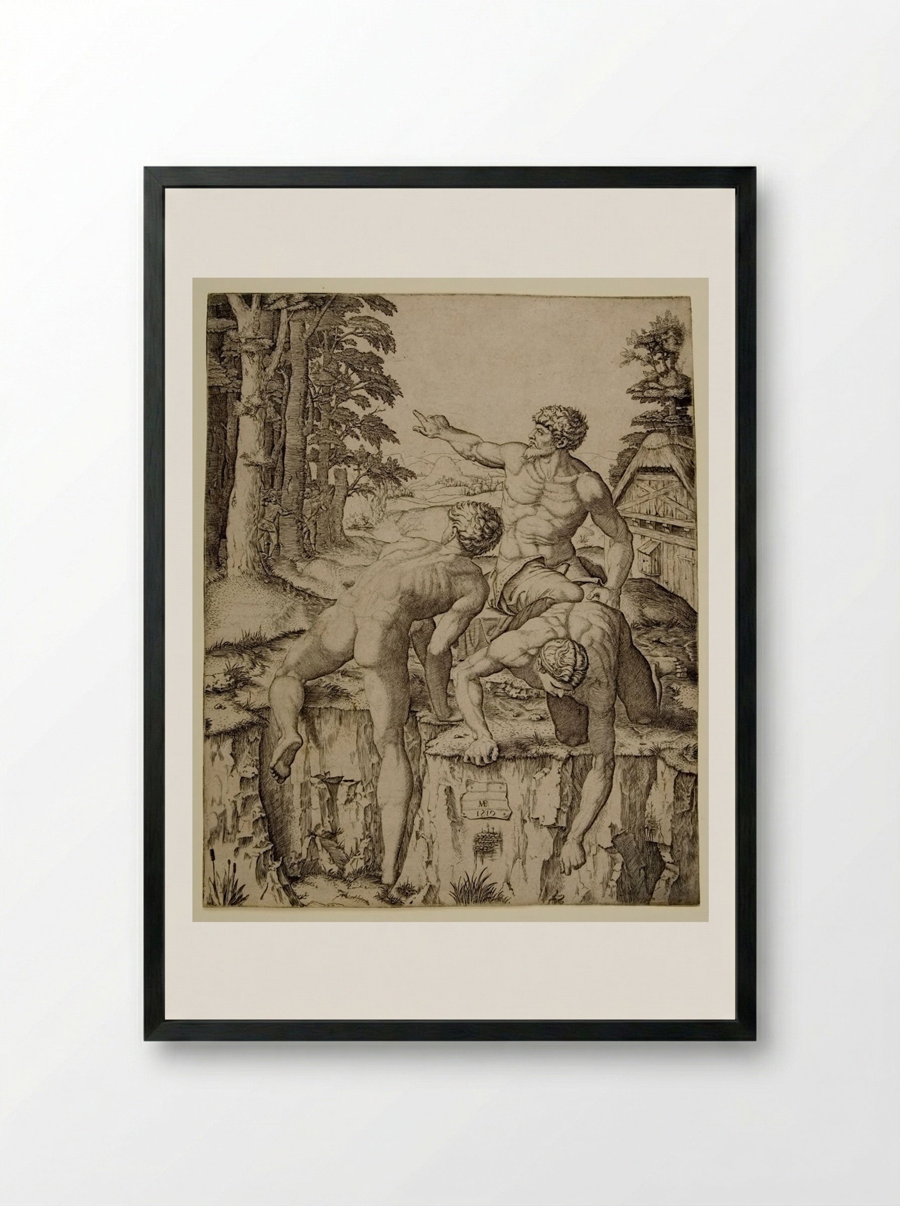 The Climbers - Marcantonio Raimondi - Framed Print Black