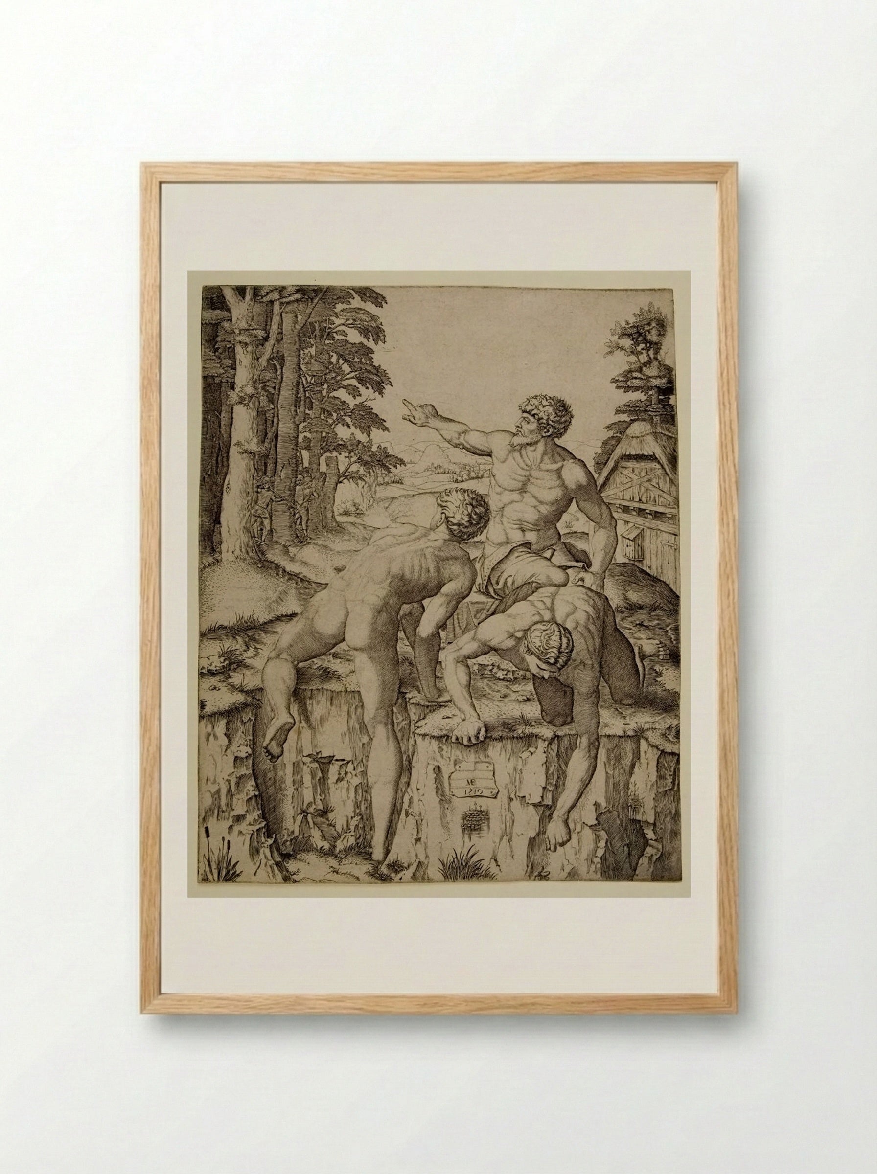 The Climbers - Marcantonio Raimondi - Framed Print Wood