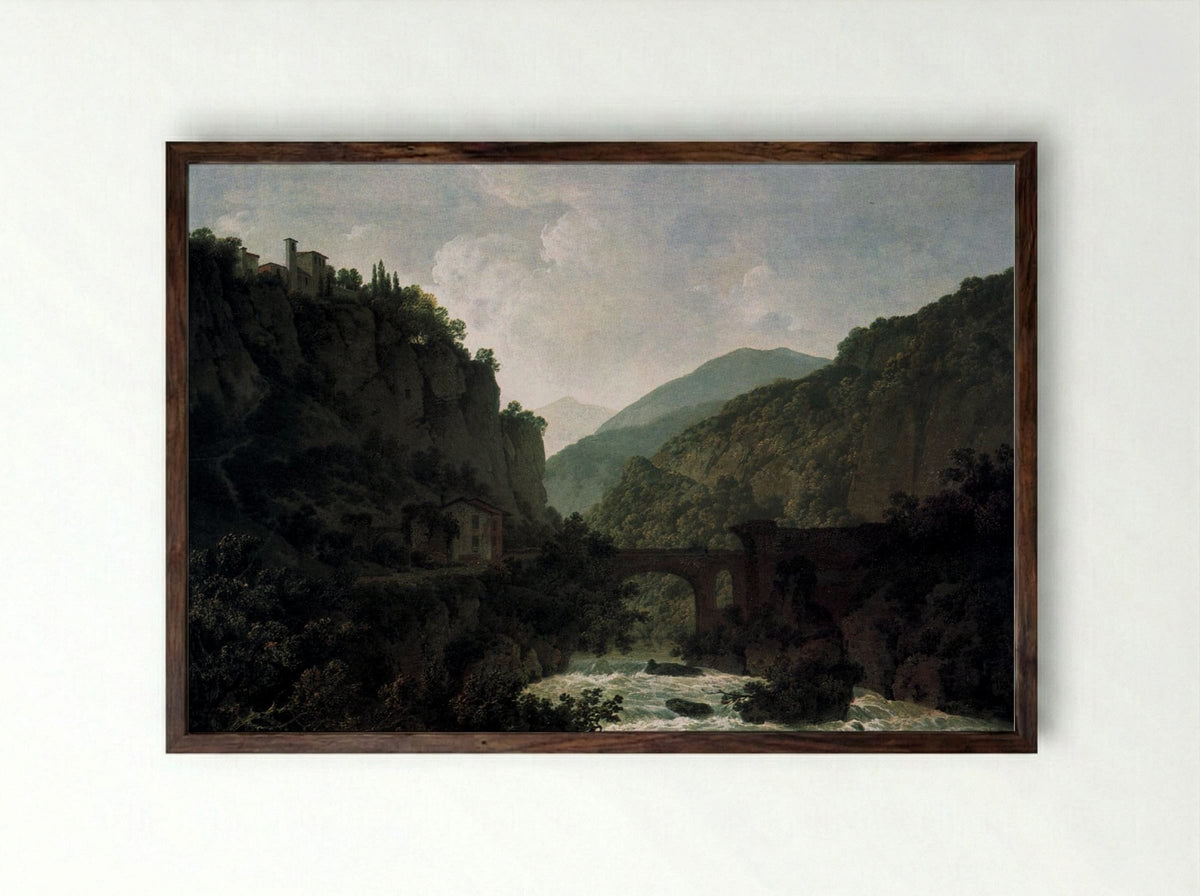The Cloister of San Cosimato - Joseph Wright of Derby - Framed Print Dark Wood