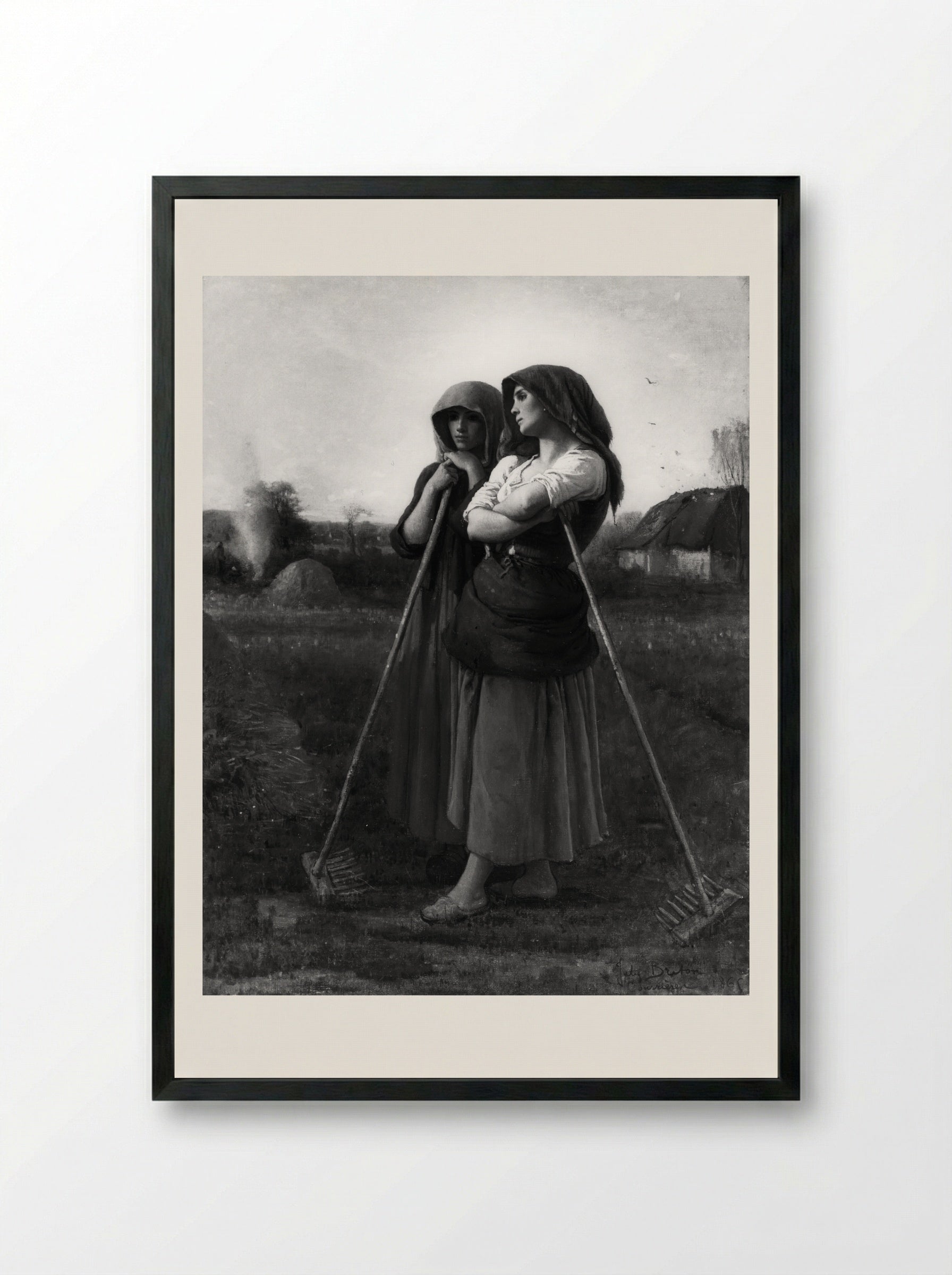 The Close of Day - Jules Breton - Framed Print Black