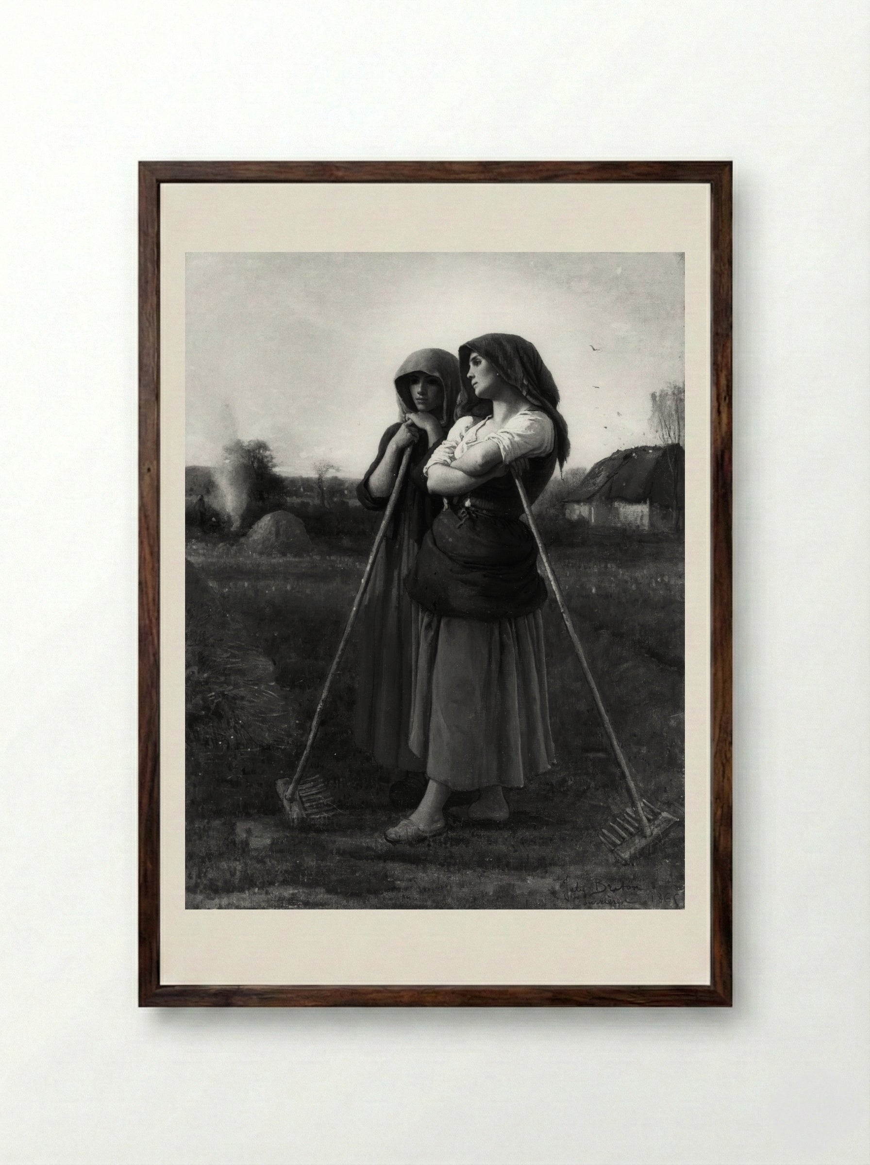 The Close of Day - Jules Breton - Framed Print Dark Wood