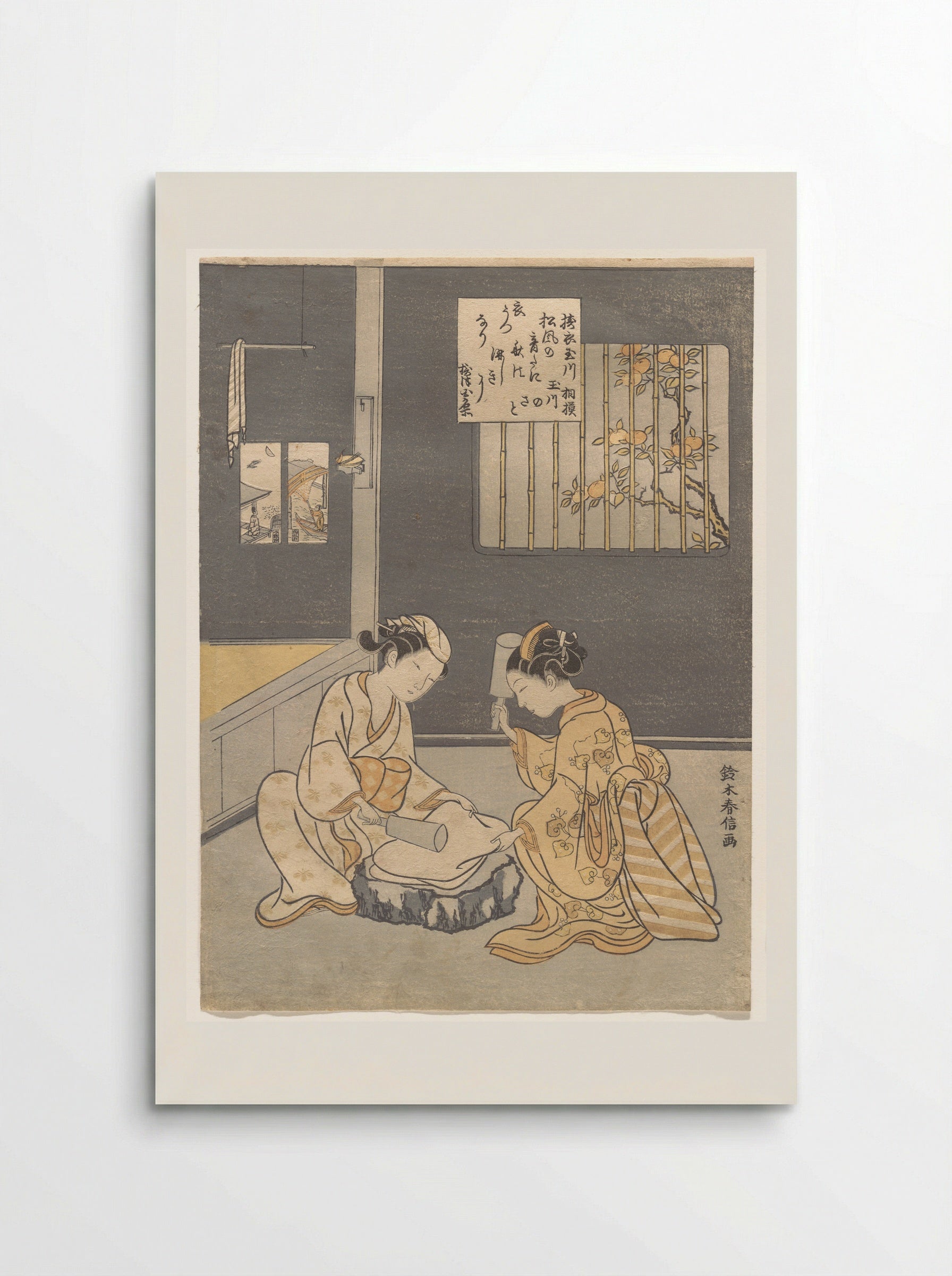 The Cloth-Fulling Jewel River, a Famous Place in Settsu Province - Suzuki Harunobu - Poster