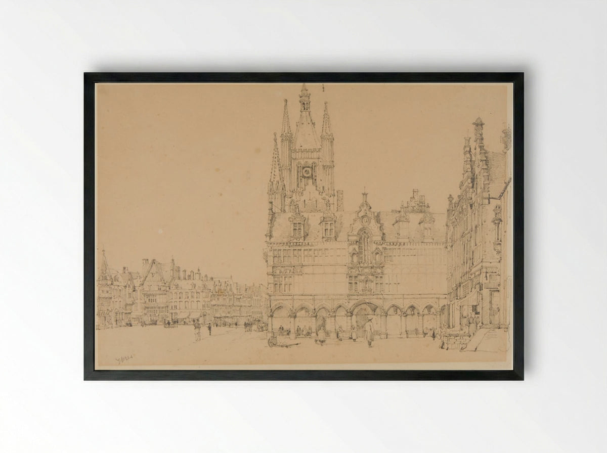 The Cloth Hall, Ypres - Samuel Prout - Framed Print Black