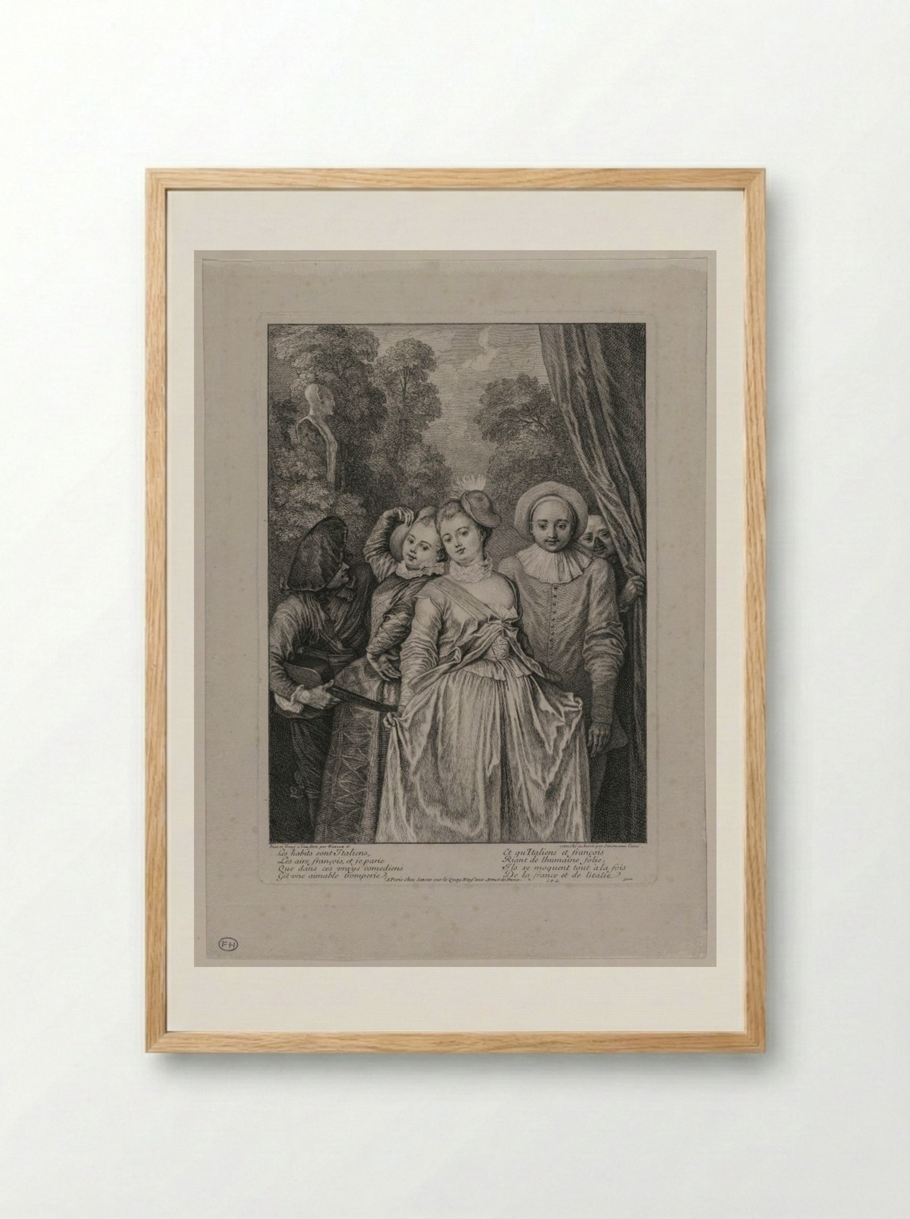 The Clothes are Italian - Jean-Antoine Watteau - Framed Print Wood