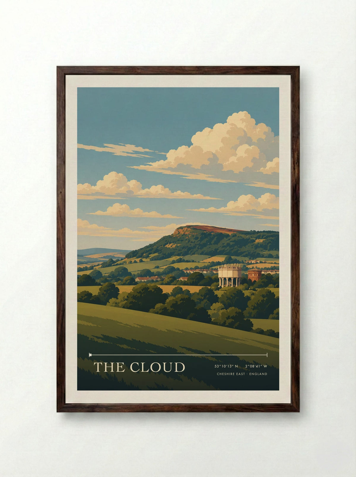 The Cloud, Cheshire East | Travel Poster - Framed Print Dark Wood