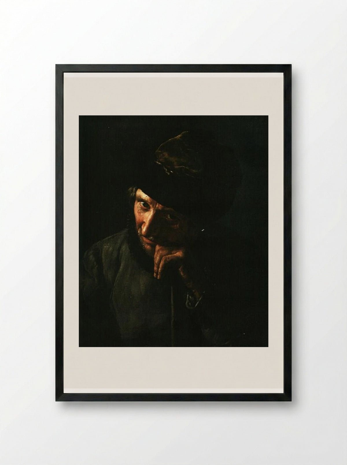 The Coachman Leaning on a Whip Handle - Vasily Tropinin - Framed Print Black
